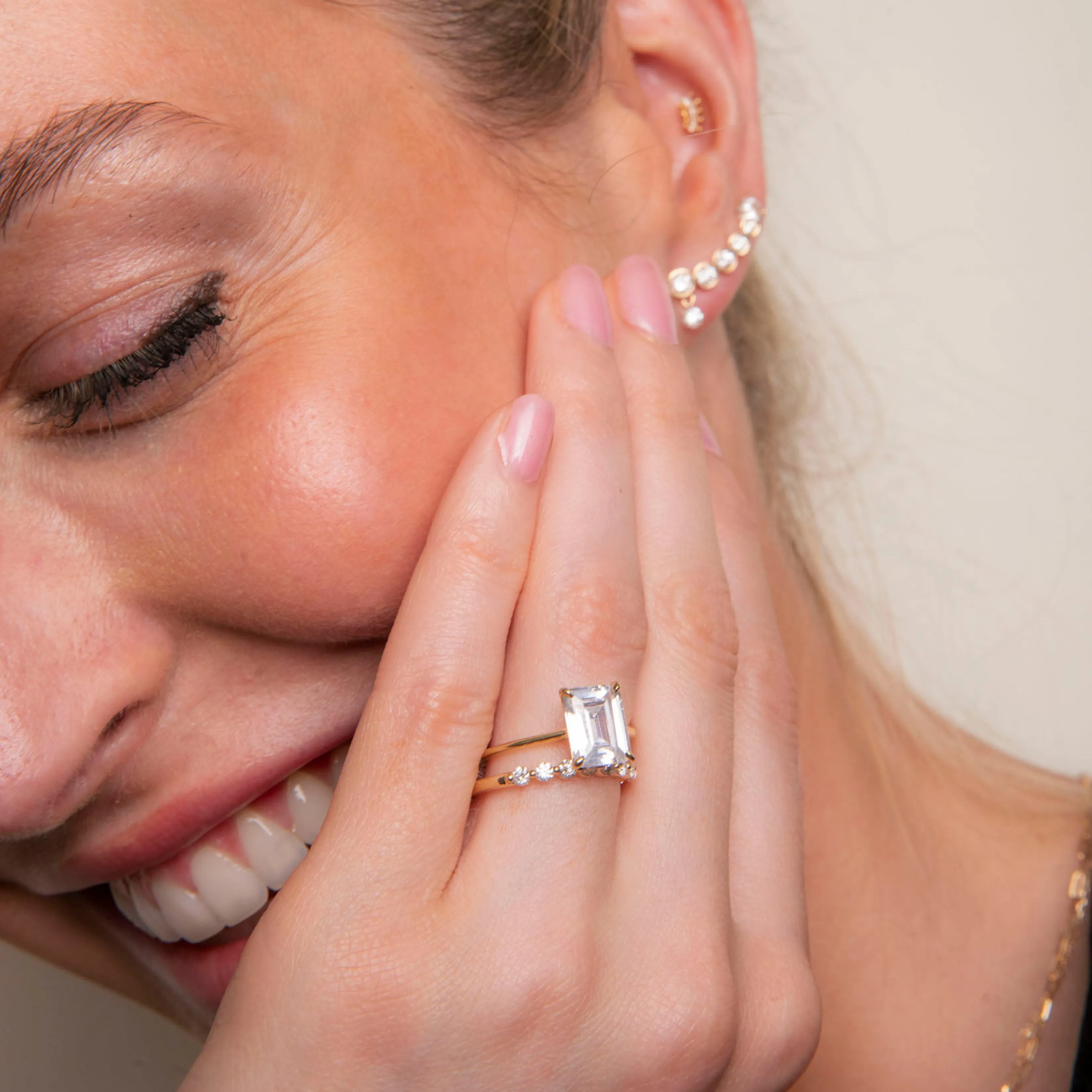 Floating Emerald Engagement Try-On Ring sold by Sophie Ratner product image thumbnail 4