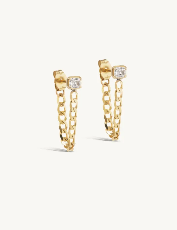 Emerald Cut Curb Chain Earrings sold by Sophie Ratner