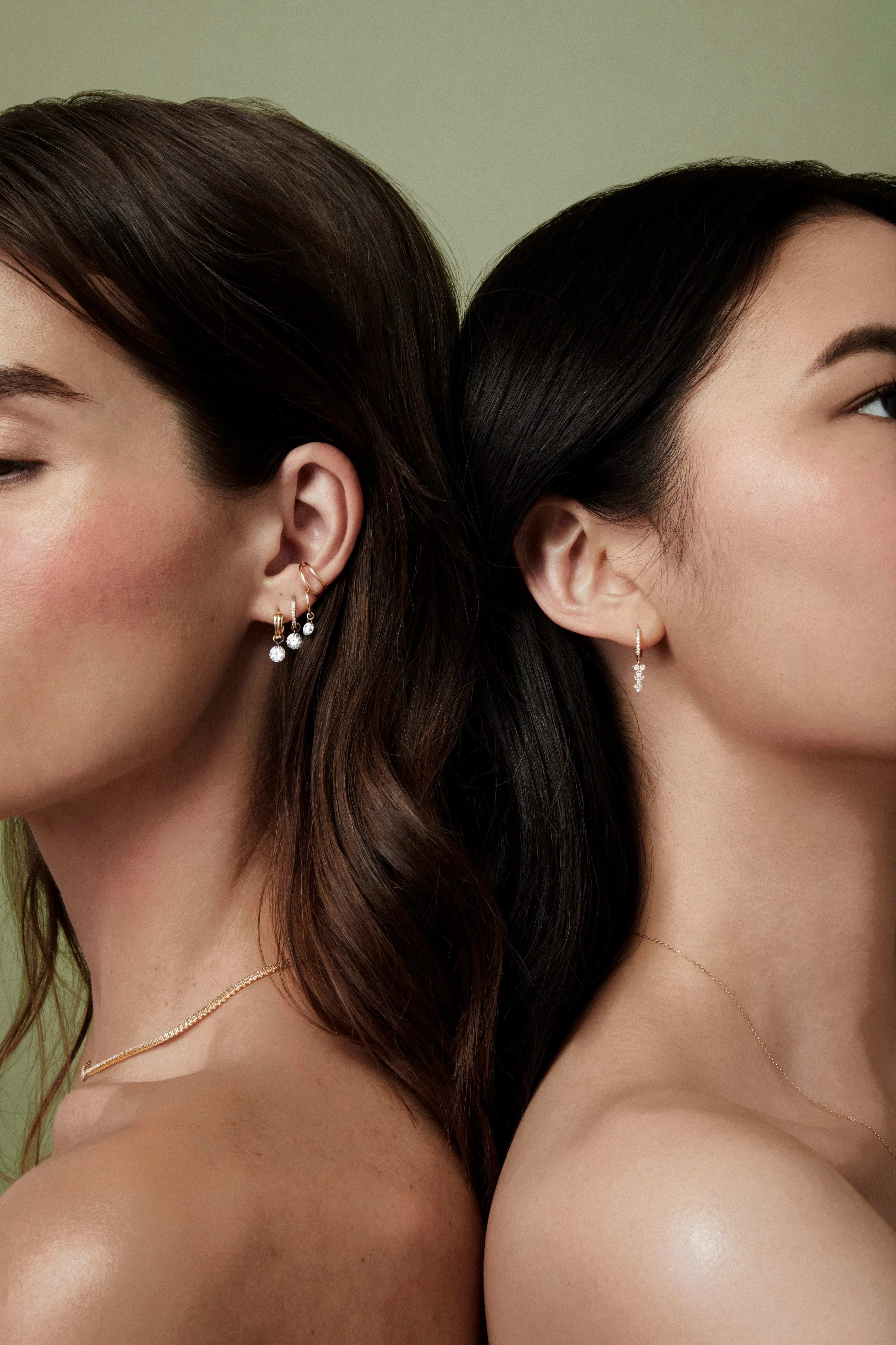 Pave Huggies with Diamond Waterfall Drops sold by Sophie Ratner product image thumbnail 4