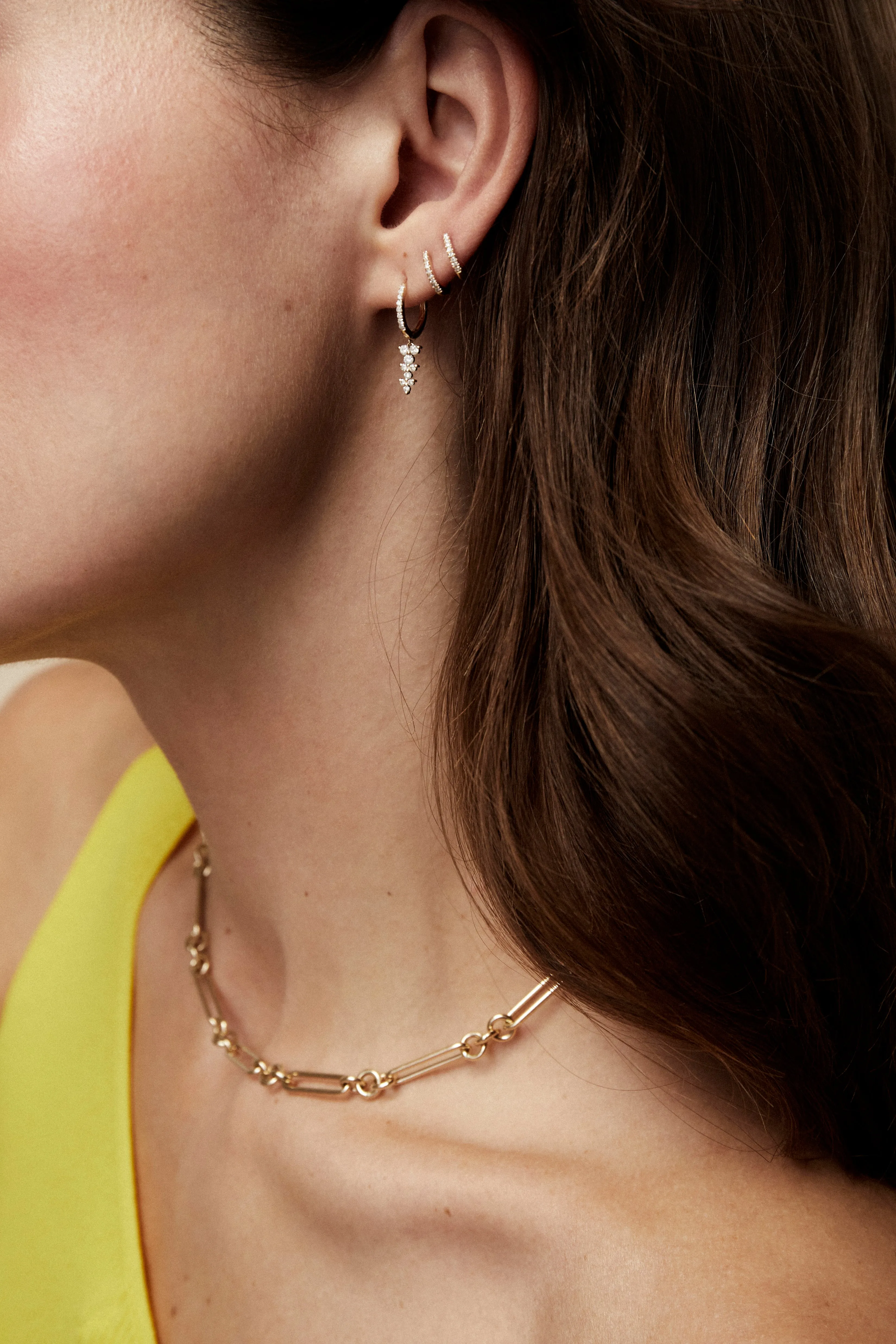 Pave Huggies with Diamond Waterfall Drops sold by Sophie Ratner product image thumbnail 2