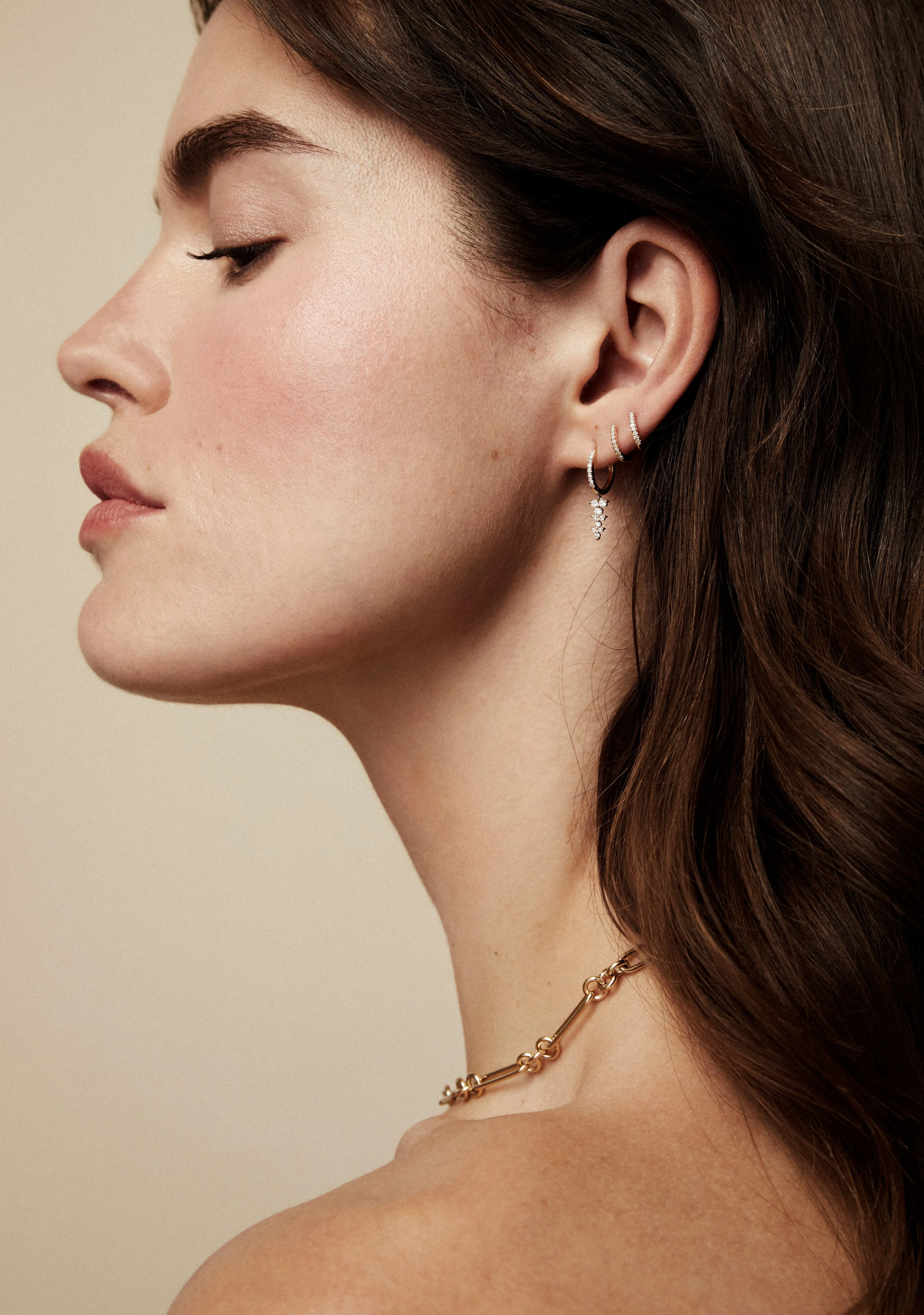 Pave Huggies with Diamond Waterfall Drops sold by Sophie Ratner product image thumbnail 3