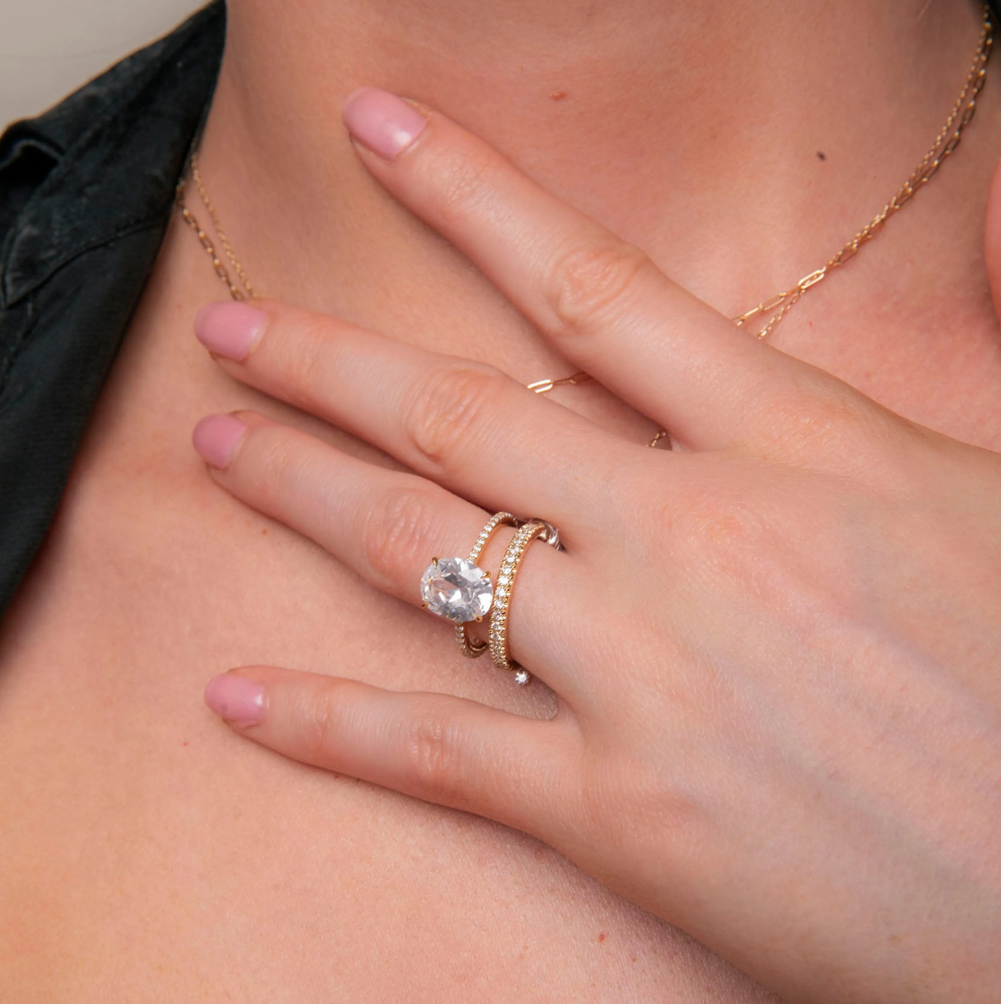 Pave Floating Oval Engagement Try-On Ring sold by Sophie Ratner product image thumbnail 2