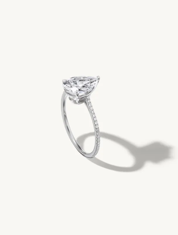 Pave Floating Pear Engagement Try-On Ring sold by Sophie Ratner