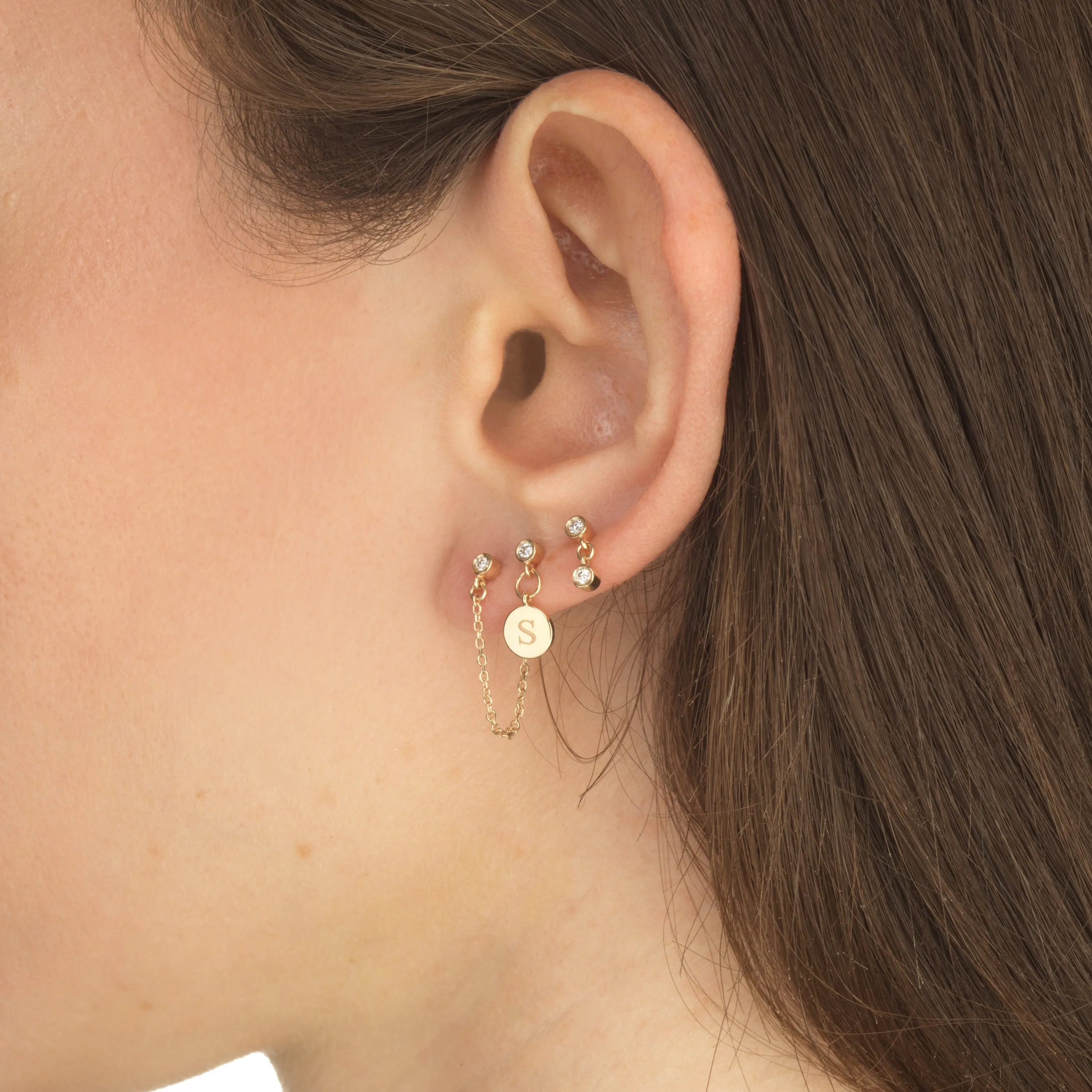 Two Diamond Twin Studs sold by Sophie Ratner product image thumbnail 3
