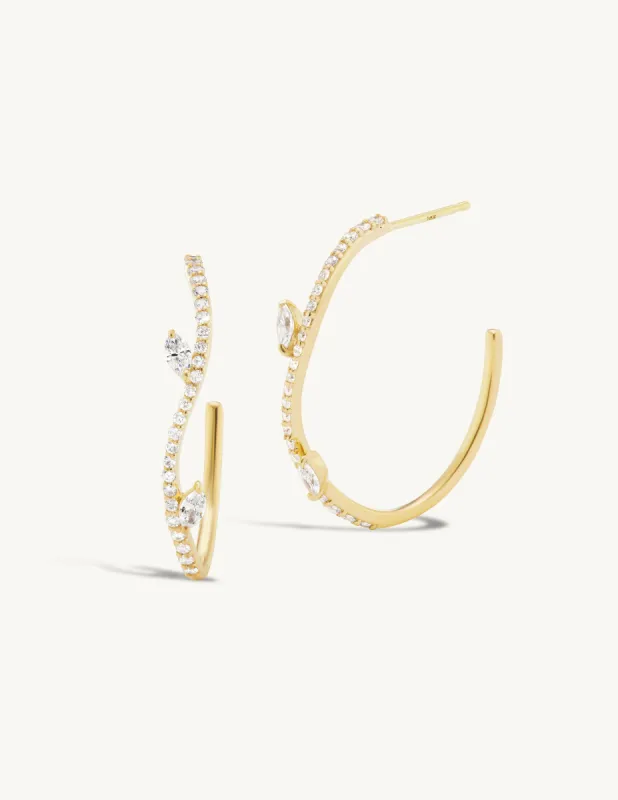 Pave Marquise Sway Hoops sold by Sophie Ratner