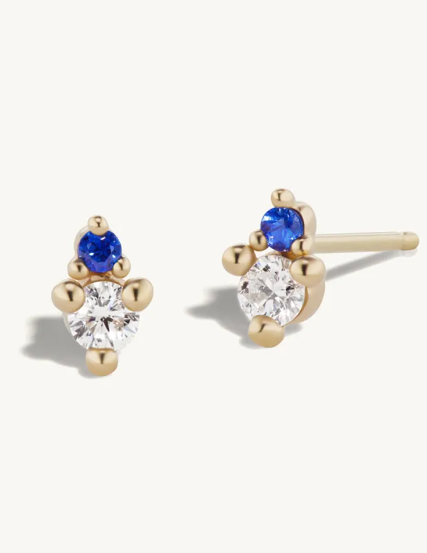 Diamond and Sapphire Duo Studs sold by Sophie Ratner