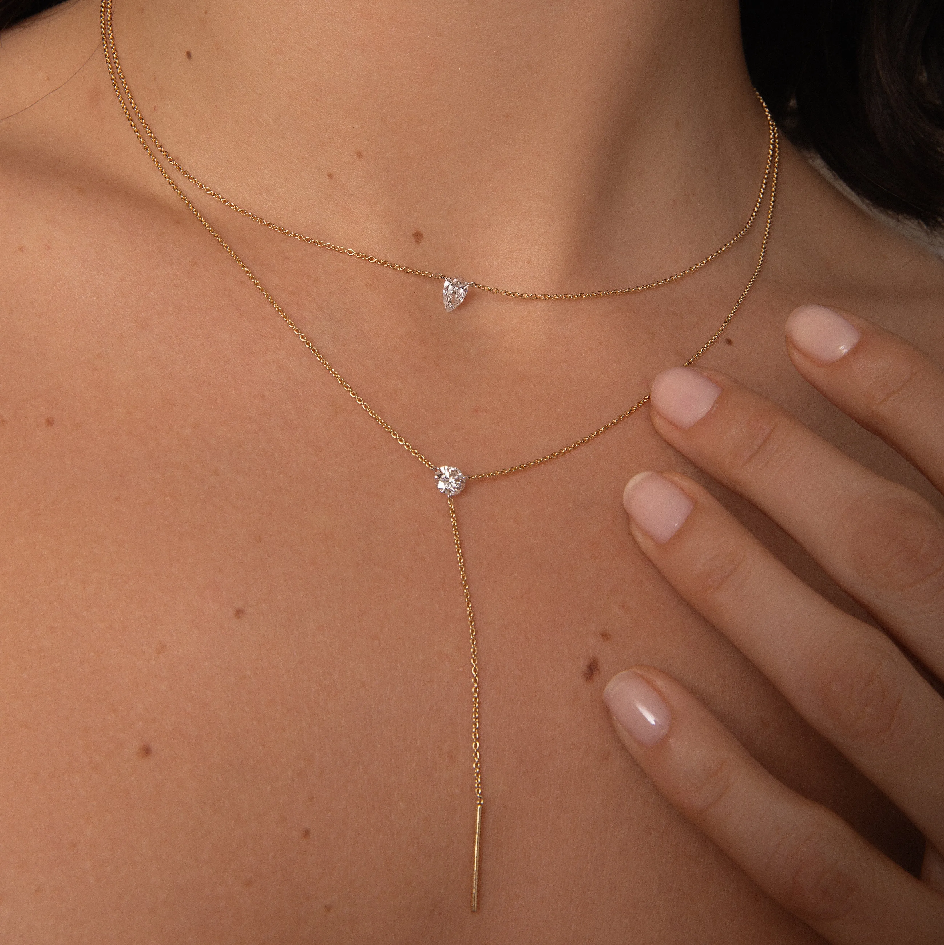 Pierced Solitaire Pear Necklace sold by Sophie Ratner product image thumbnail 4