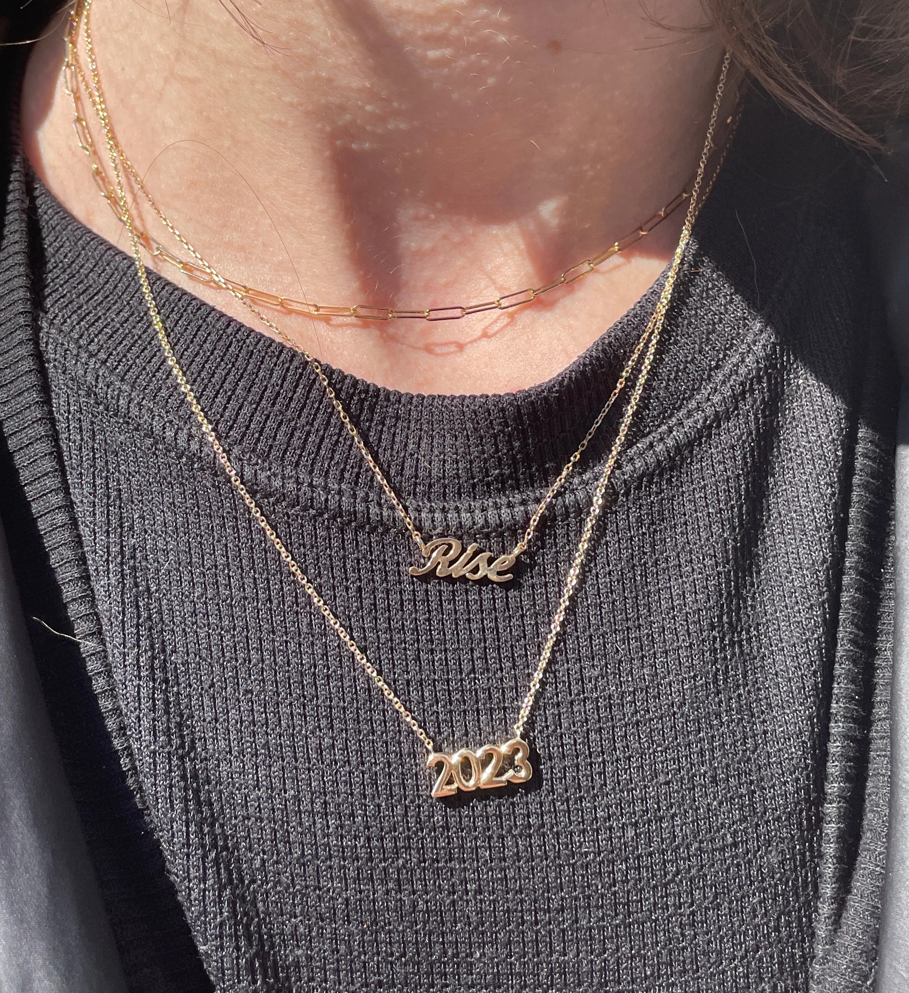 Gold Custom Date Necklace sold by Sophie Ratner product image thumbnail 4