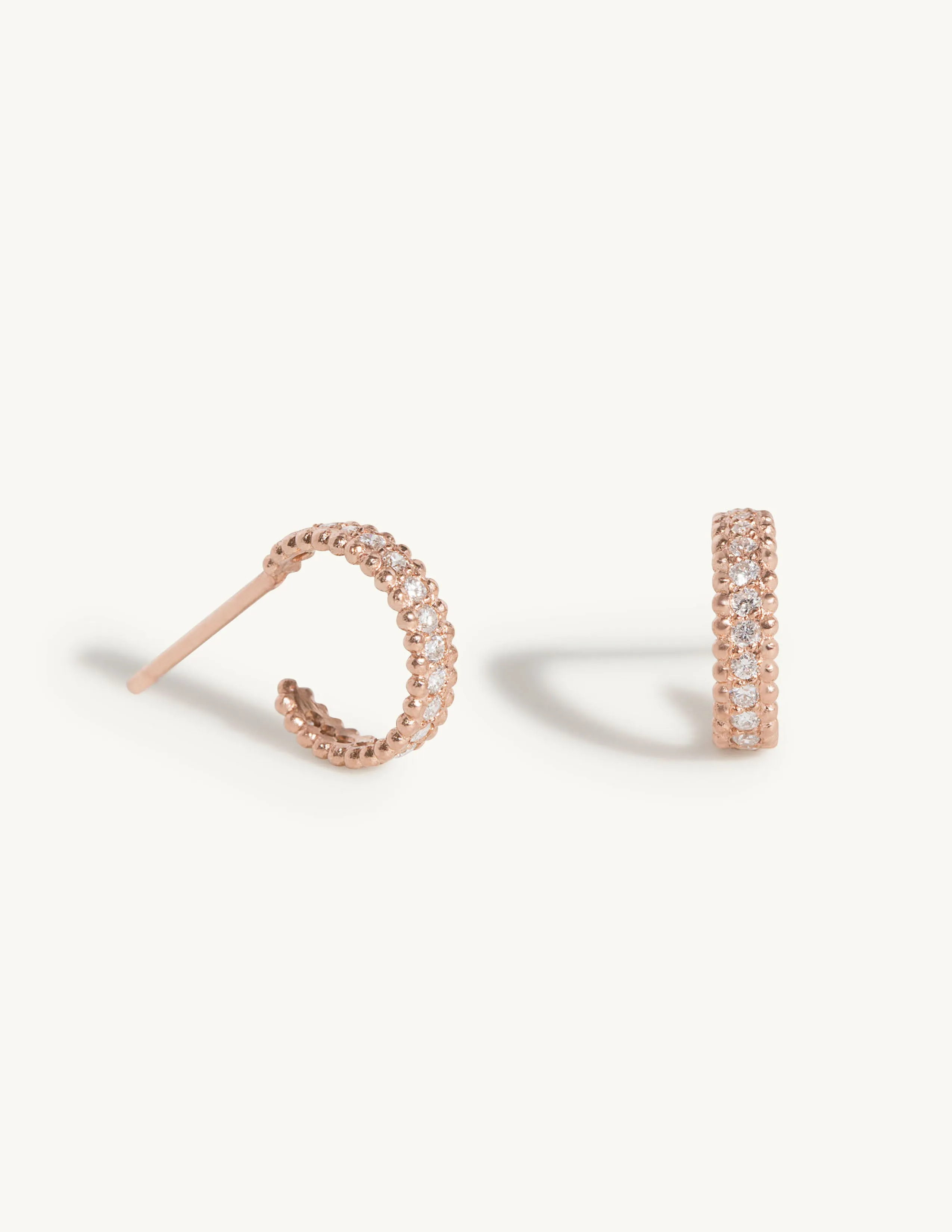 Small Embedded Diamond Hoops sold by Sophie Ratner product image thumbnail 3