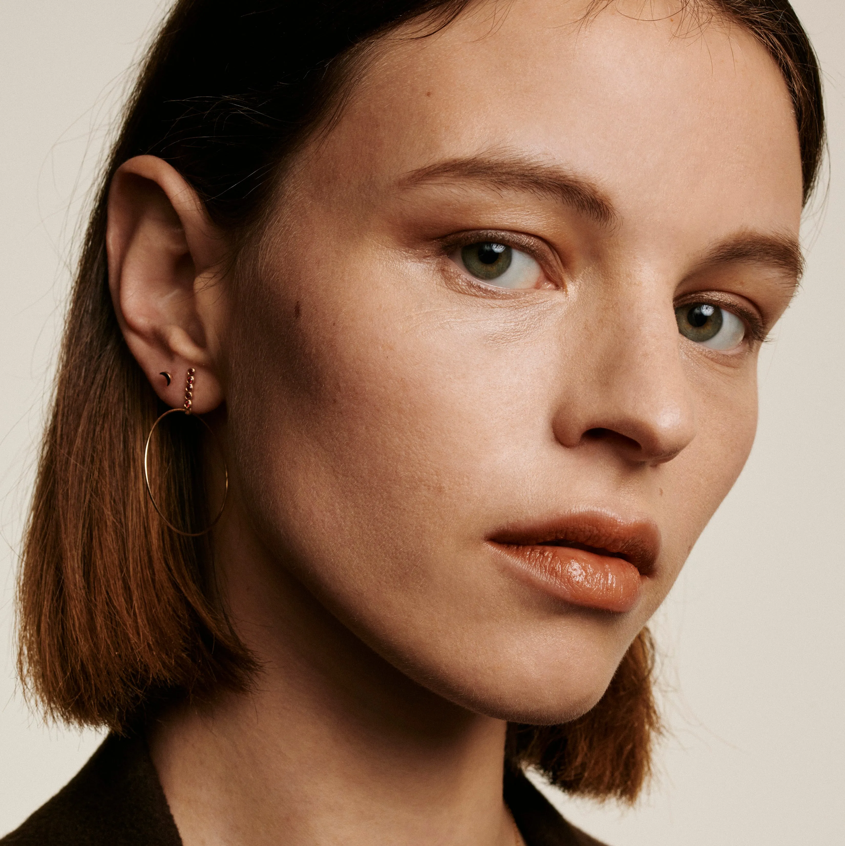 Solid Gold Moon Studs sold by Sophie Ratner product image thumbnail 2