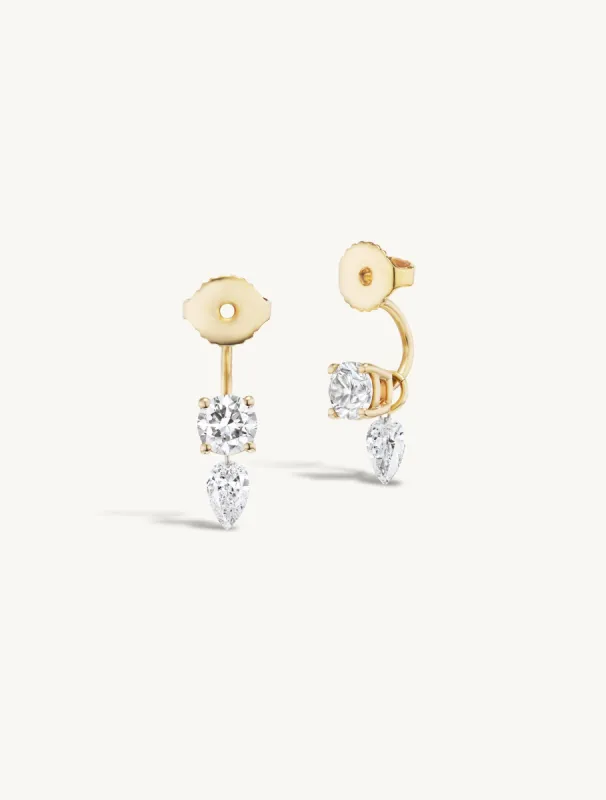 Diamond Earring Jacket with Hanging Pear Charm sold by Sophie Ratner