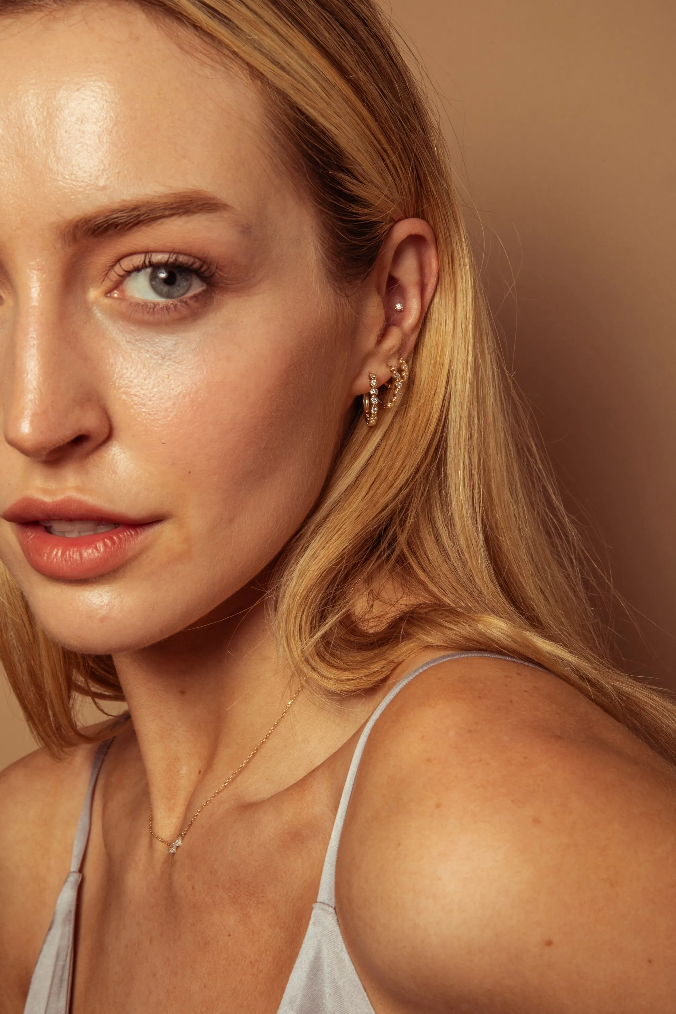 15mm Diamond Bezel Hoops sold by Sophie Ratner product image thumbnail 2