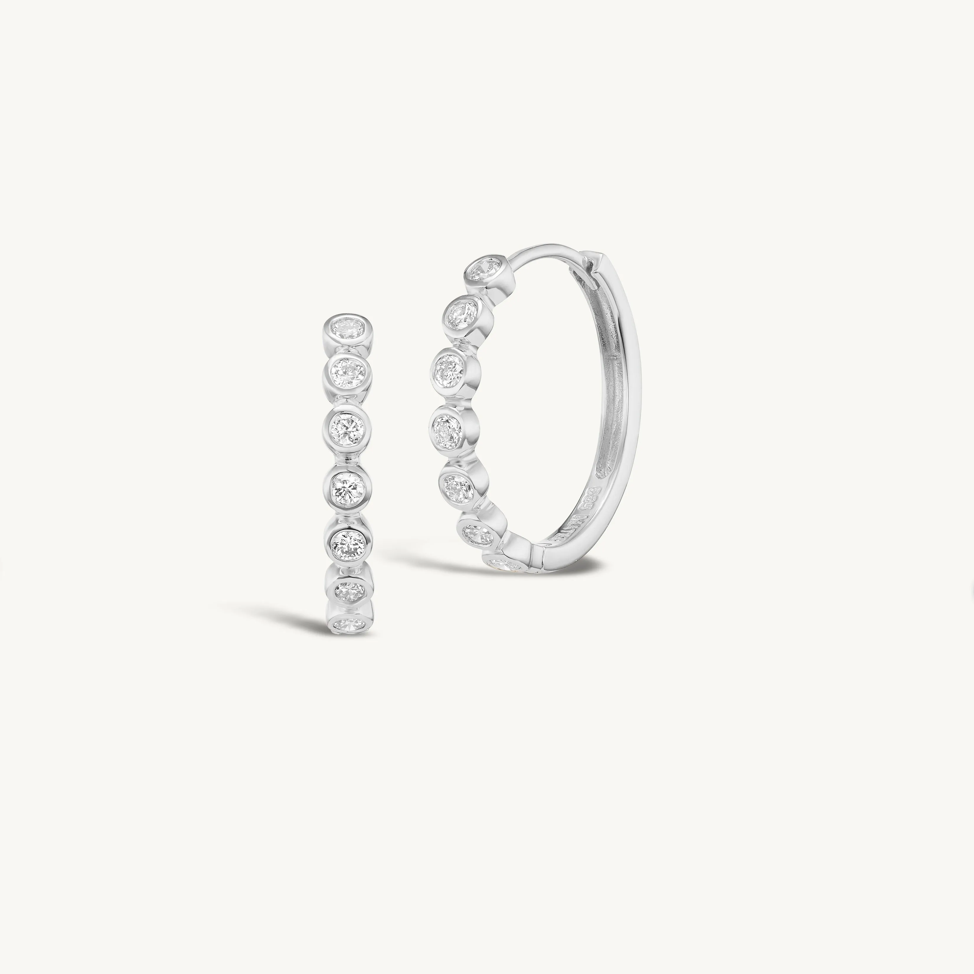 15mm Diamond Bezel Hoops sold by Sophie Ratner product image thumbnail 5