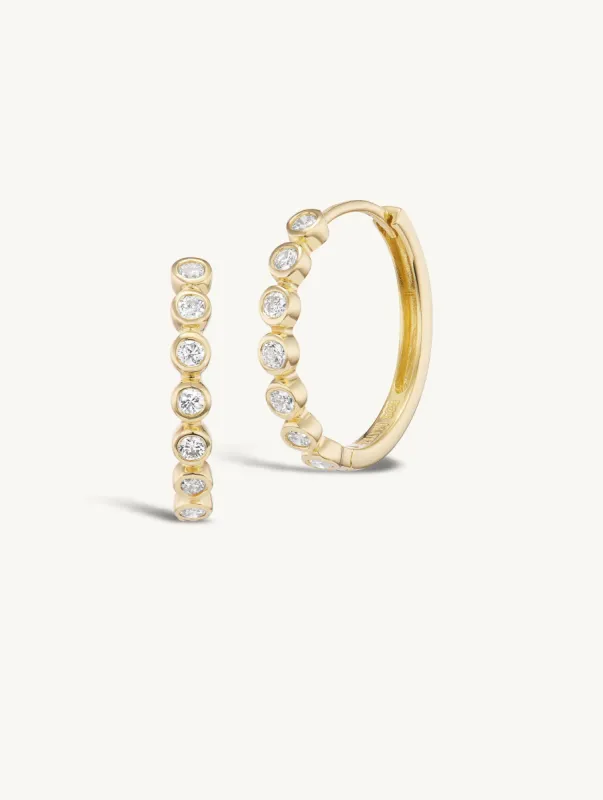 15mm Diamond Bezel Hoops sold by Sophie Ratner