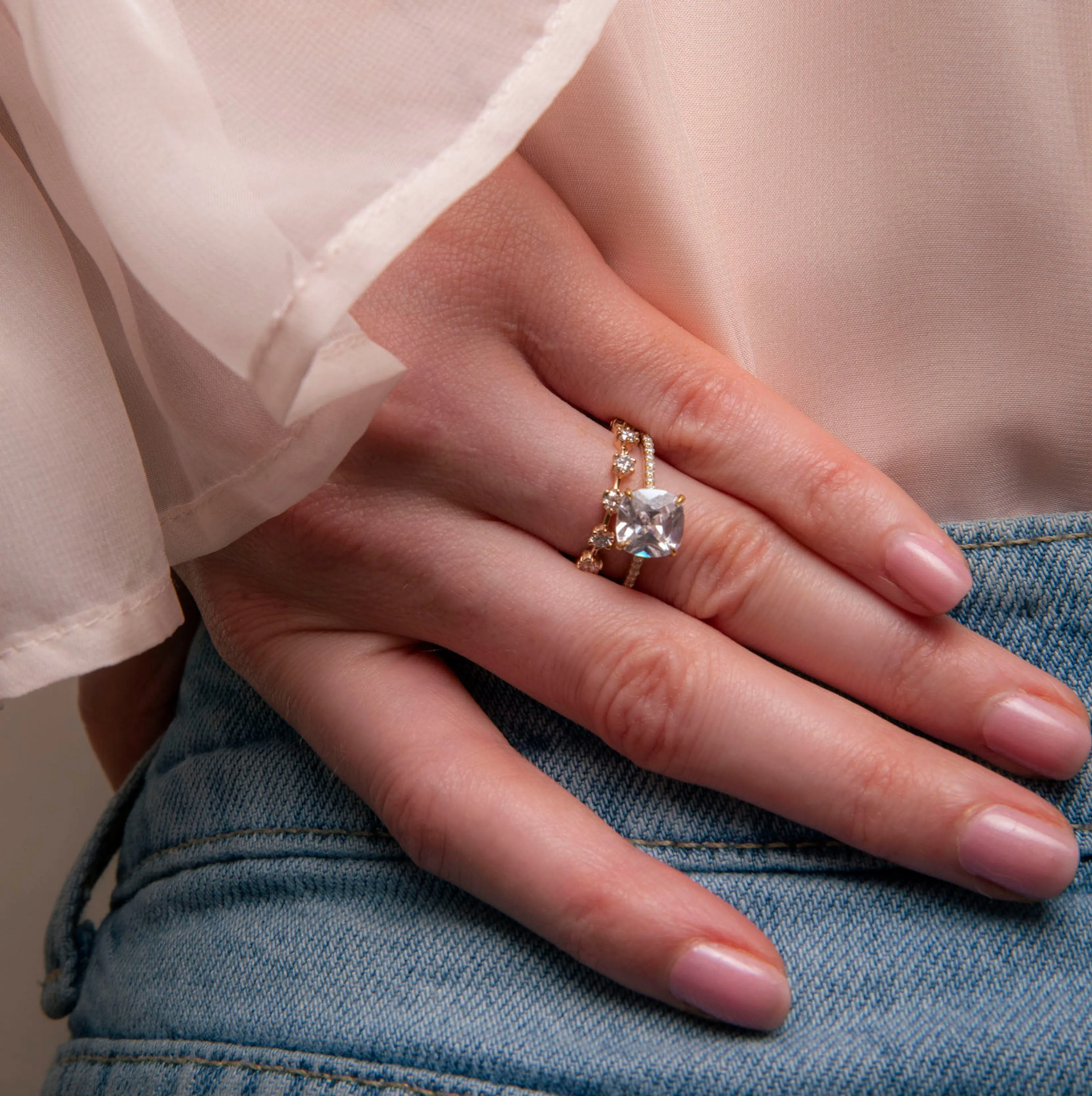 Pave Floating Cushion Engagement Try-On Ring sold by Sophie Ratner product image thumbnail 5