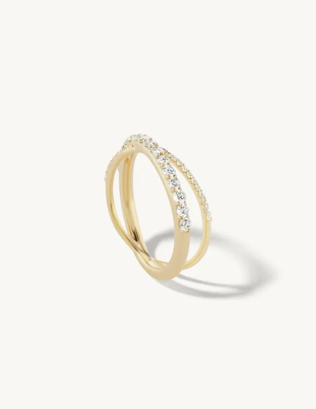 Full Pave Crossover Ring Try-On sold by Sophie Ratner