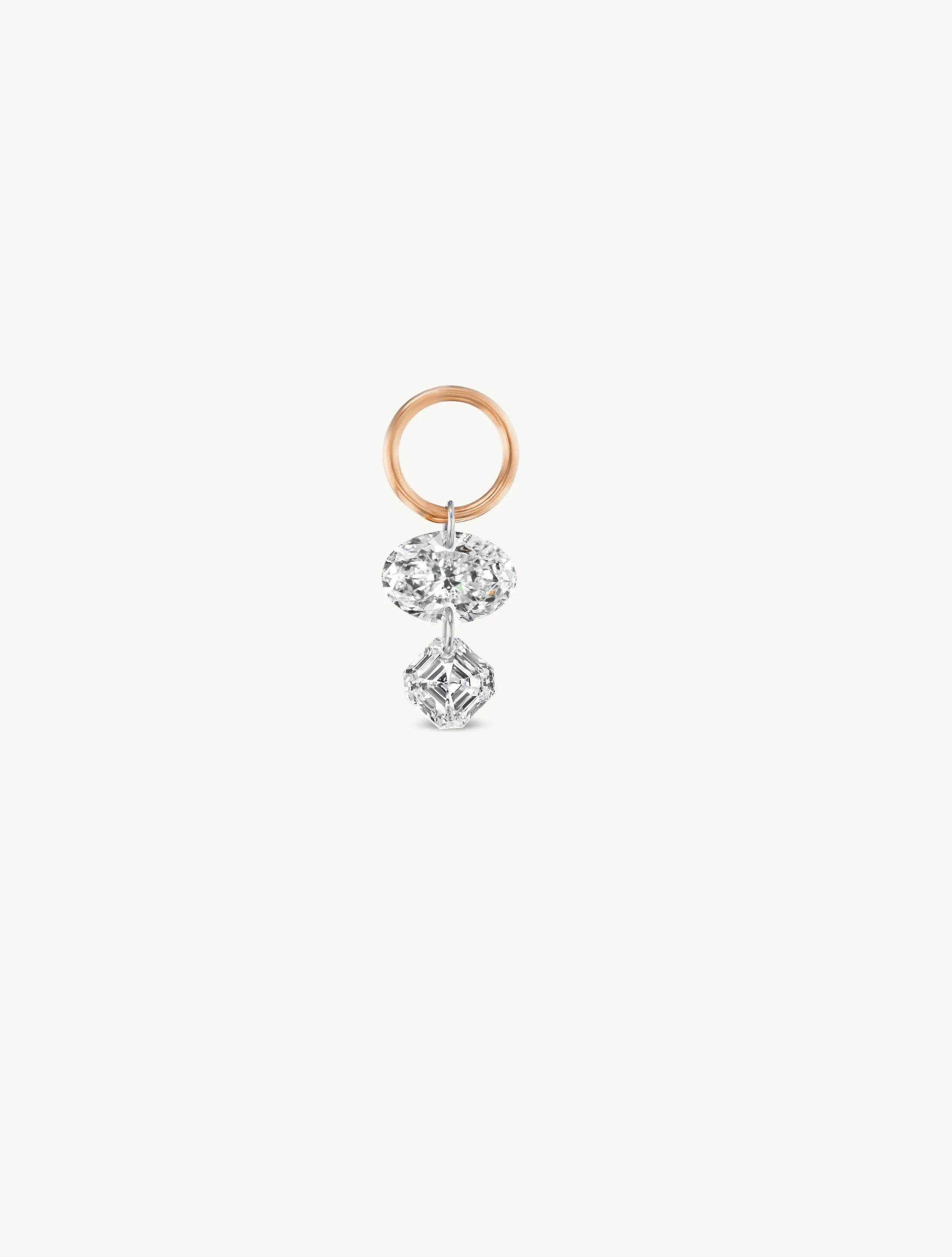 Oval + Asscher Pierced Diamond Charm for Huggies sold by Sophie Ratner product image thumbnail 3