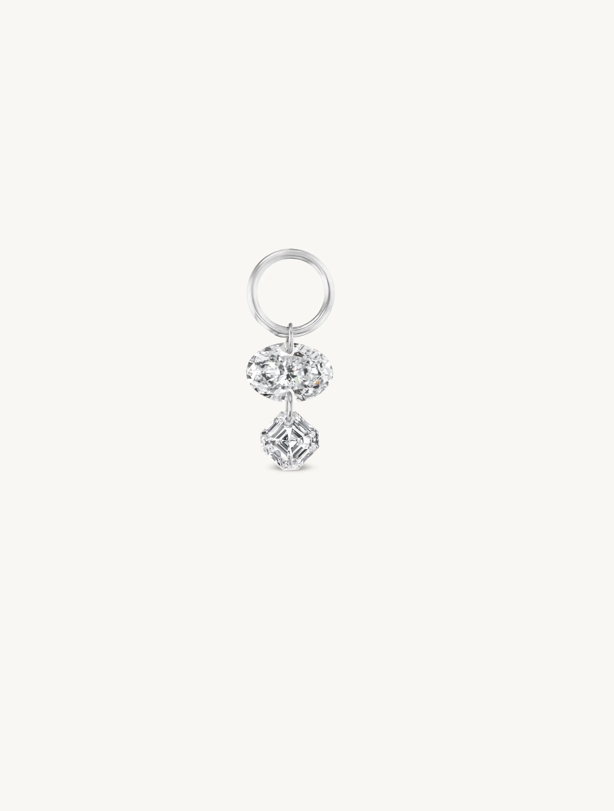 Oval + Asscher Pierced Diamond Charm for Huggies sold by Sophie Ratner product image thumbnail 4