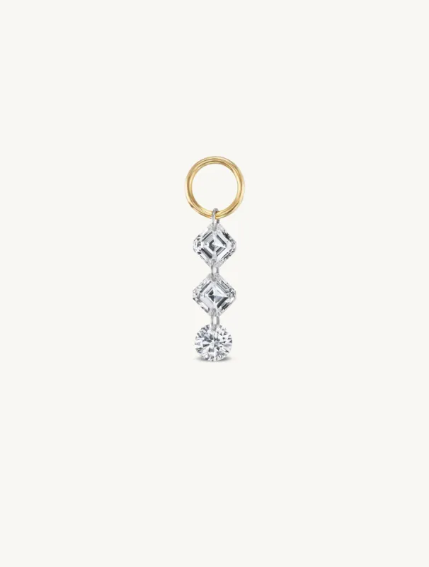 Duo Asscher + Round Pierced Diamond Charm for Huggies sold by Sophie Ratner