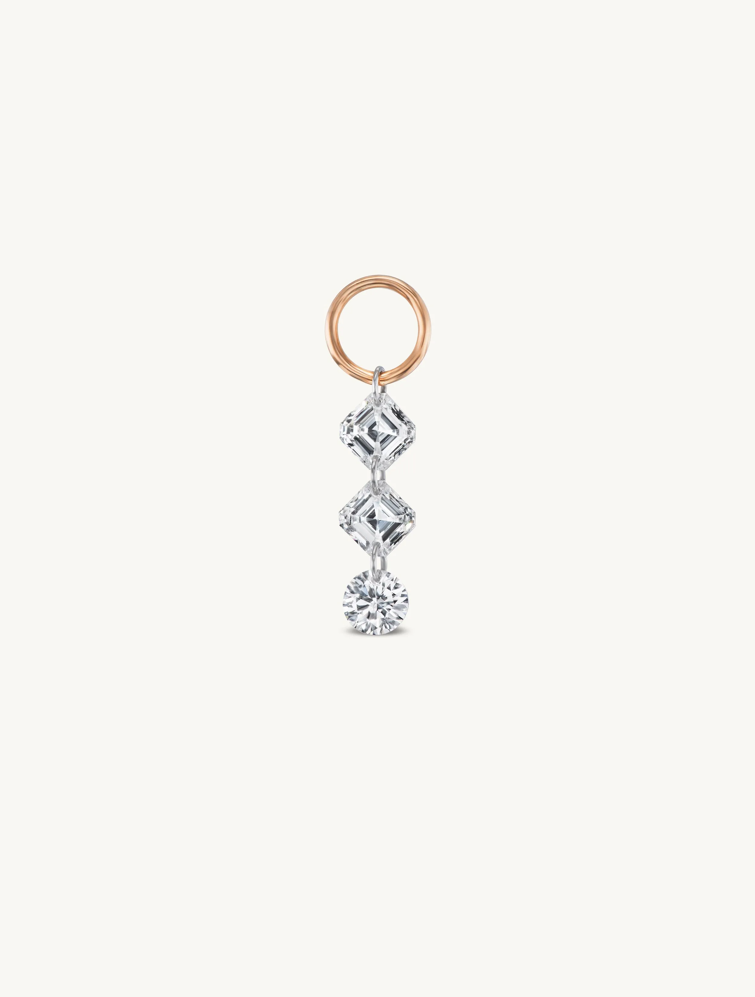 Duo Asscher + Round Pierced Diamond Charm for Huggies sold by Sophie Ratner product image thumbnail 3