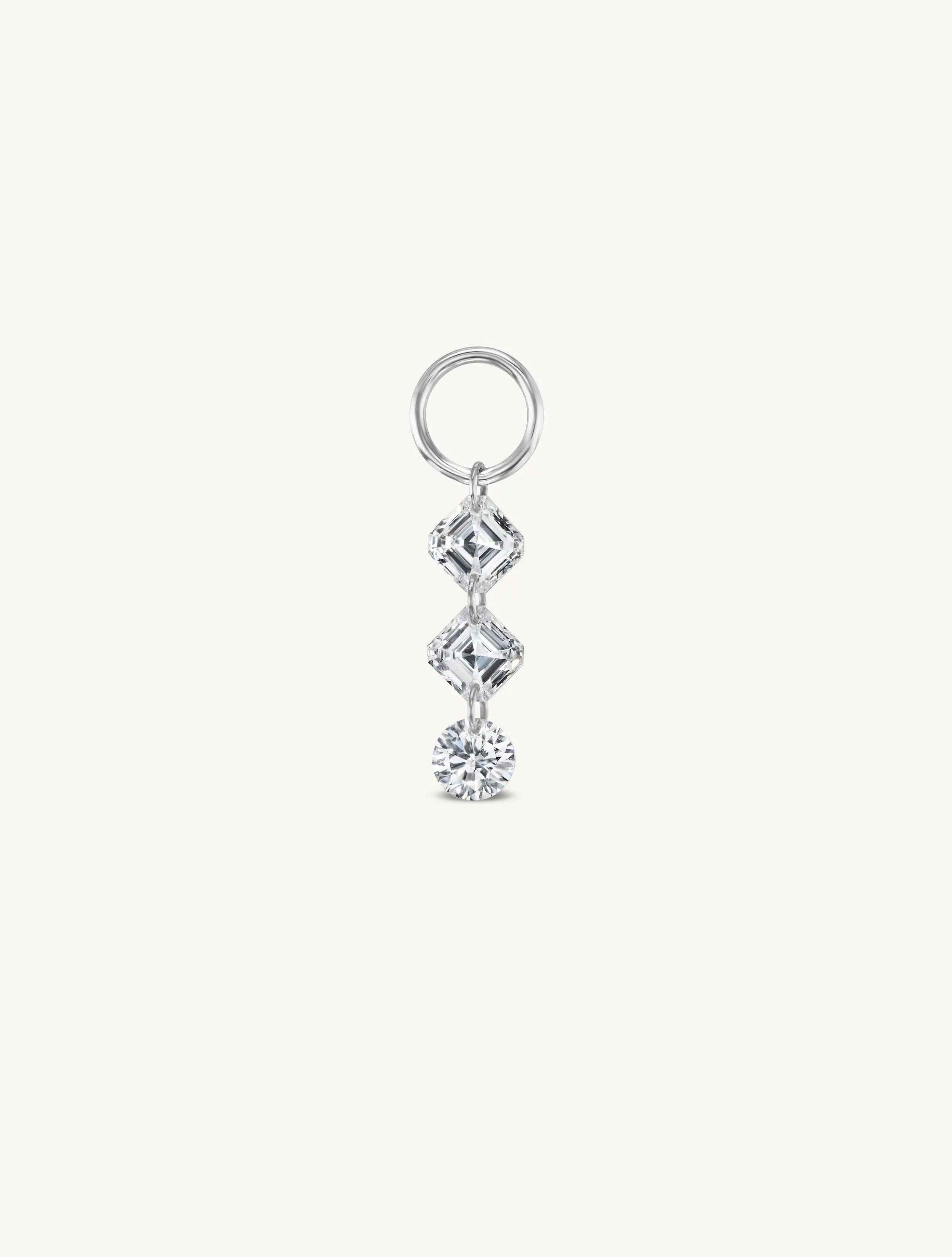 Duo Asscher + Round Pierced Diamond Charm for Huggies sold by Sophie Ratner product image thumbnail 4