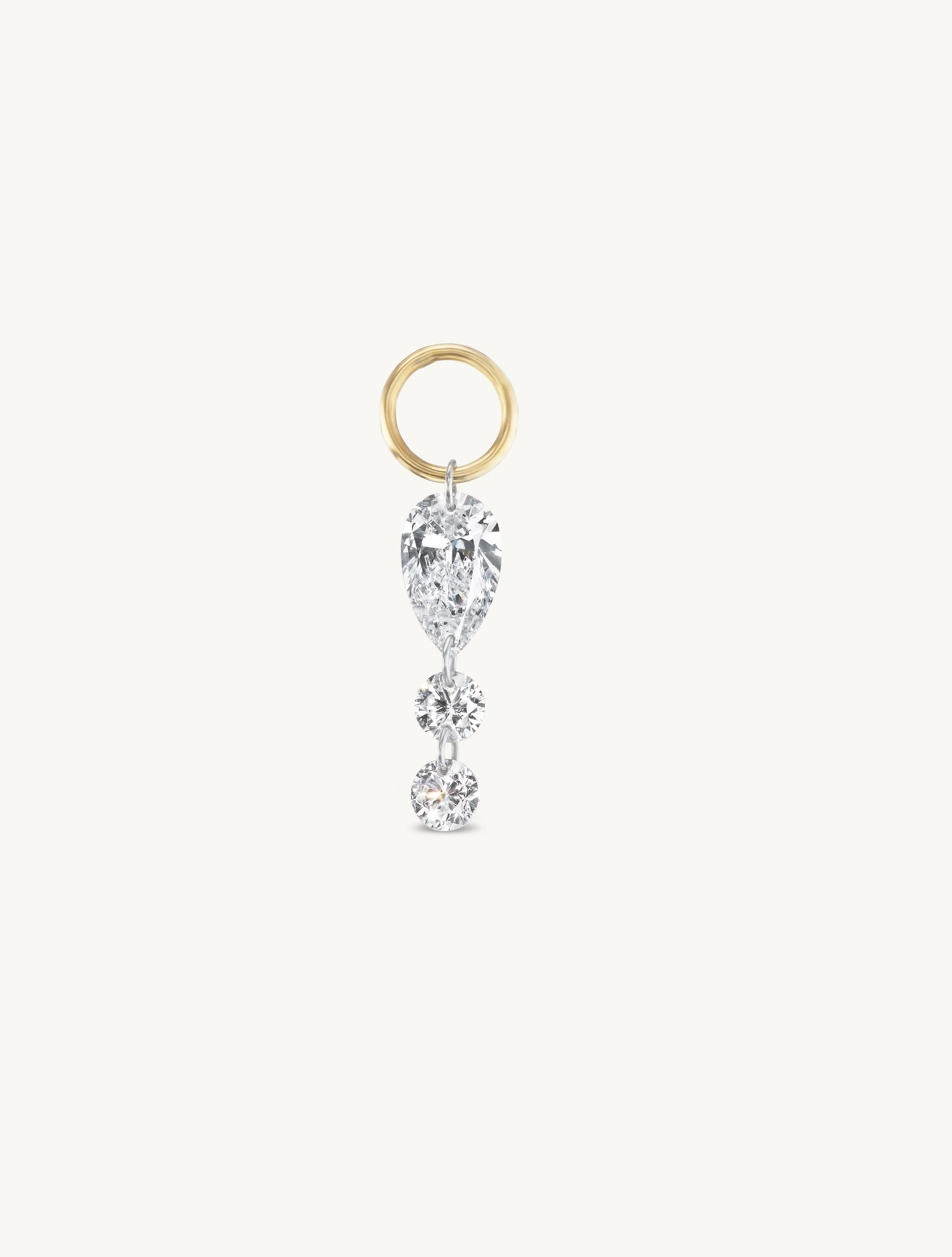Pear + Duo Round Pierced Diamond Charm for Huggies sold by Sophie Ratner