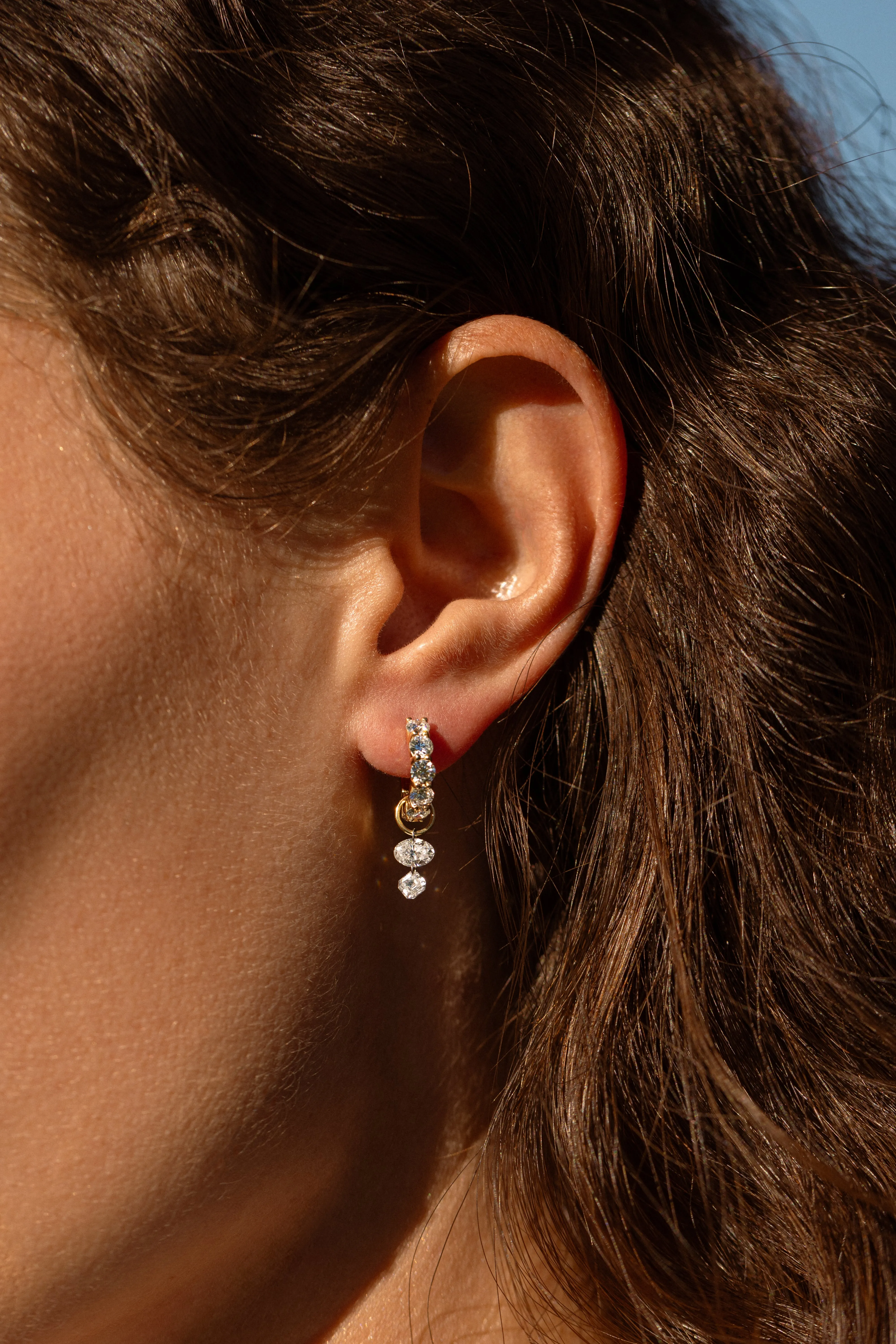 Pear + Duo Round Pierced Diamond Charm for Huggies sold by Sophie Ratner product image thumbnail 5