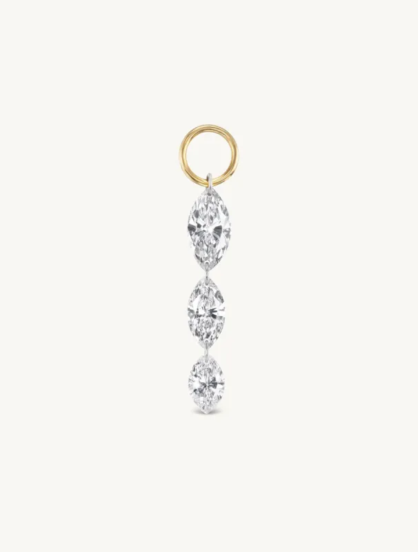 Triple Marquise Pierced Diamond Charm for Huggies sold by Sophie Ratner