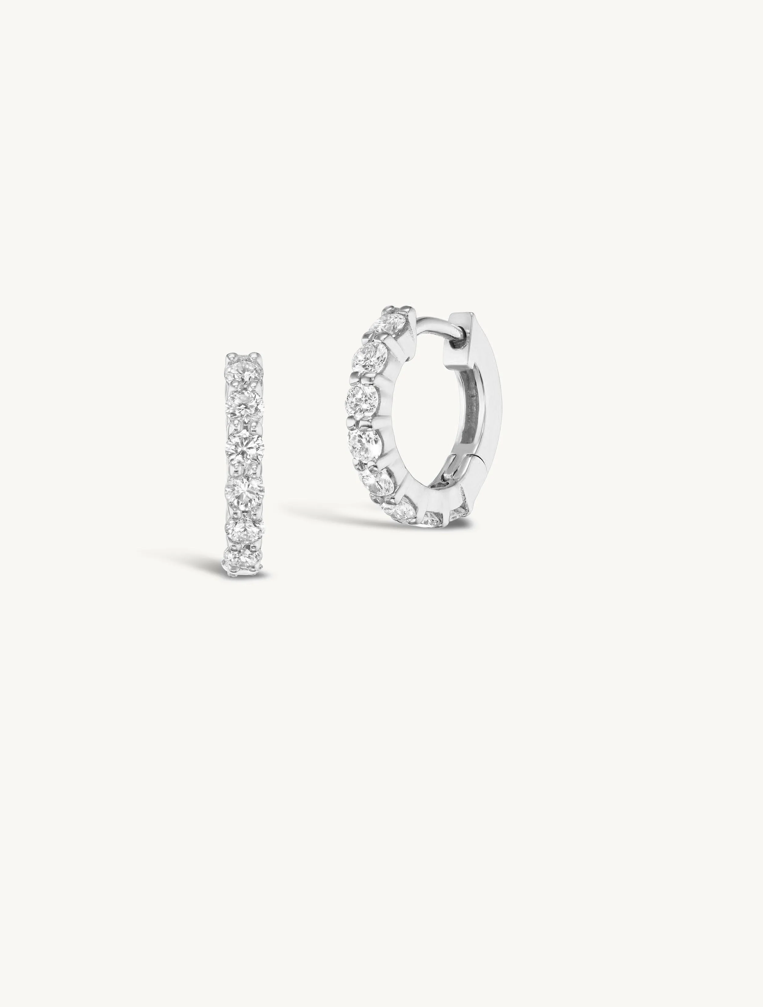 Double Prong Small Diamond Hoops sold by Sophie Ratner product image thumbnail 4