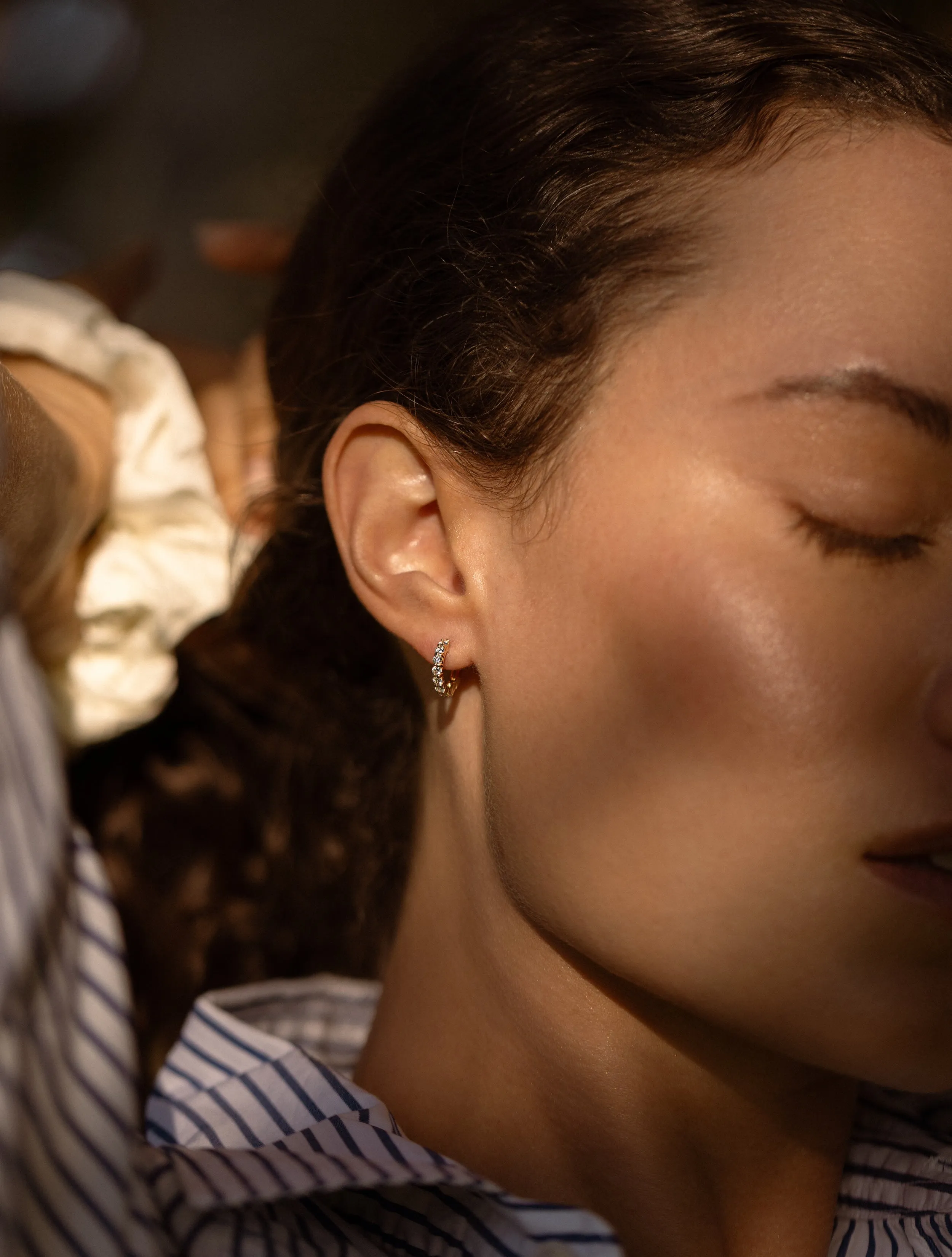 Double Prong Small Diamond Hoops sold by Sophie Ratner product image thumbnail 5