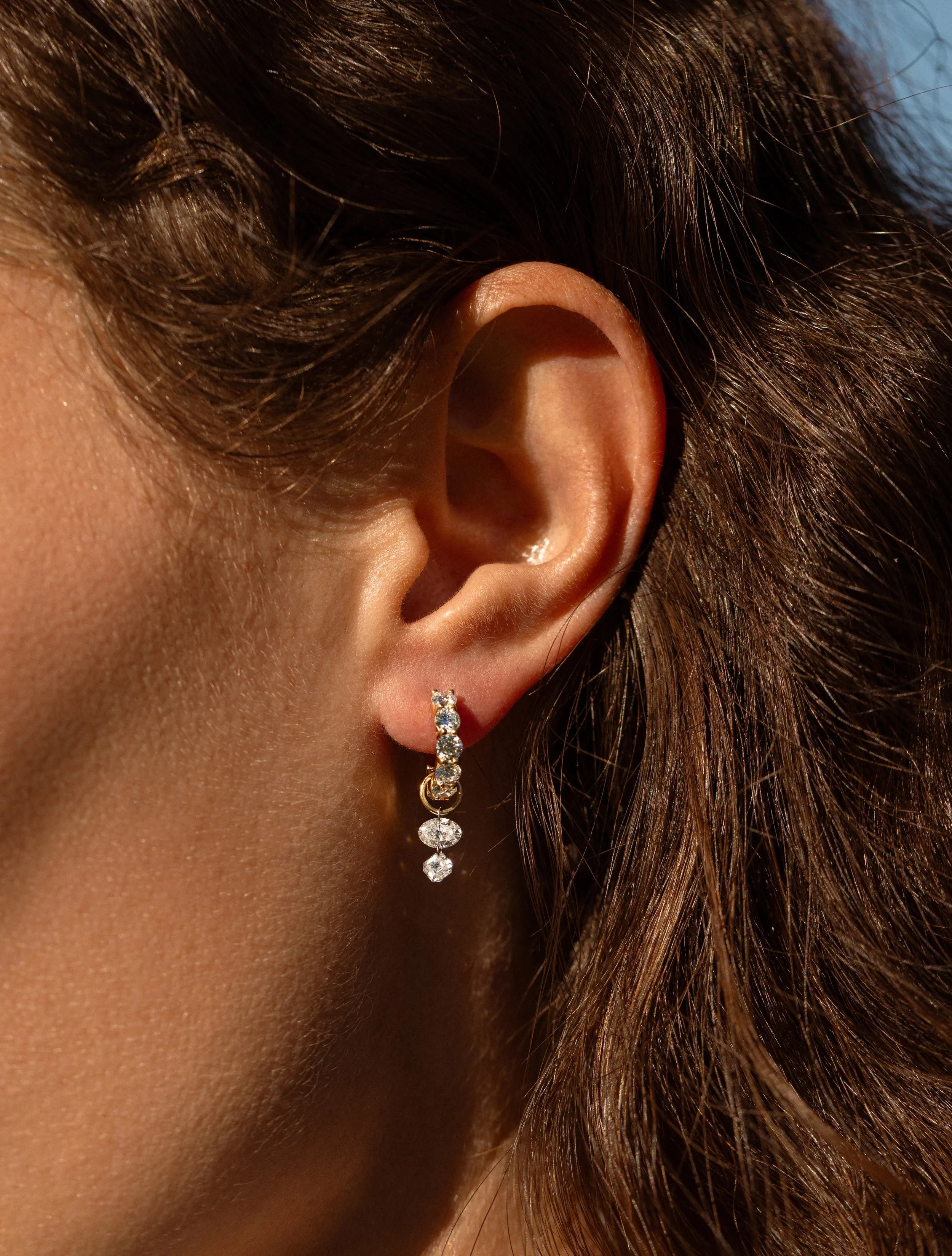 Double Prong Medium Diamond Hoops sold by Sophie Ratner product image thumbnail 2