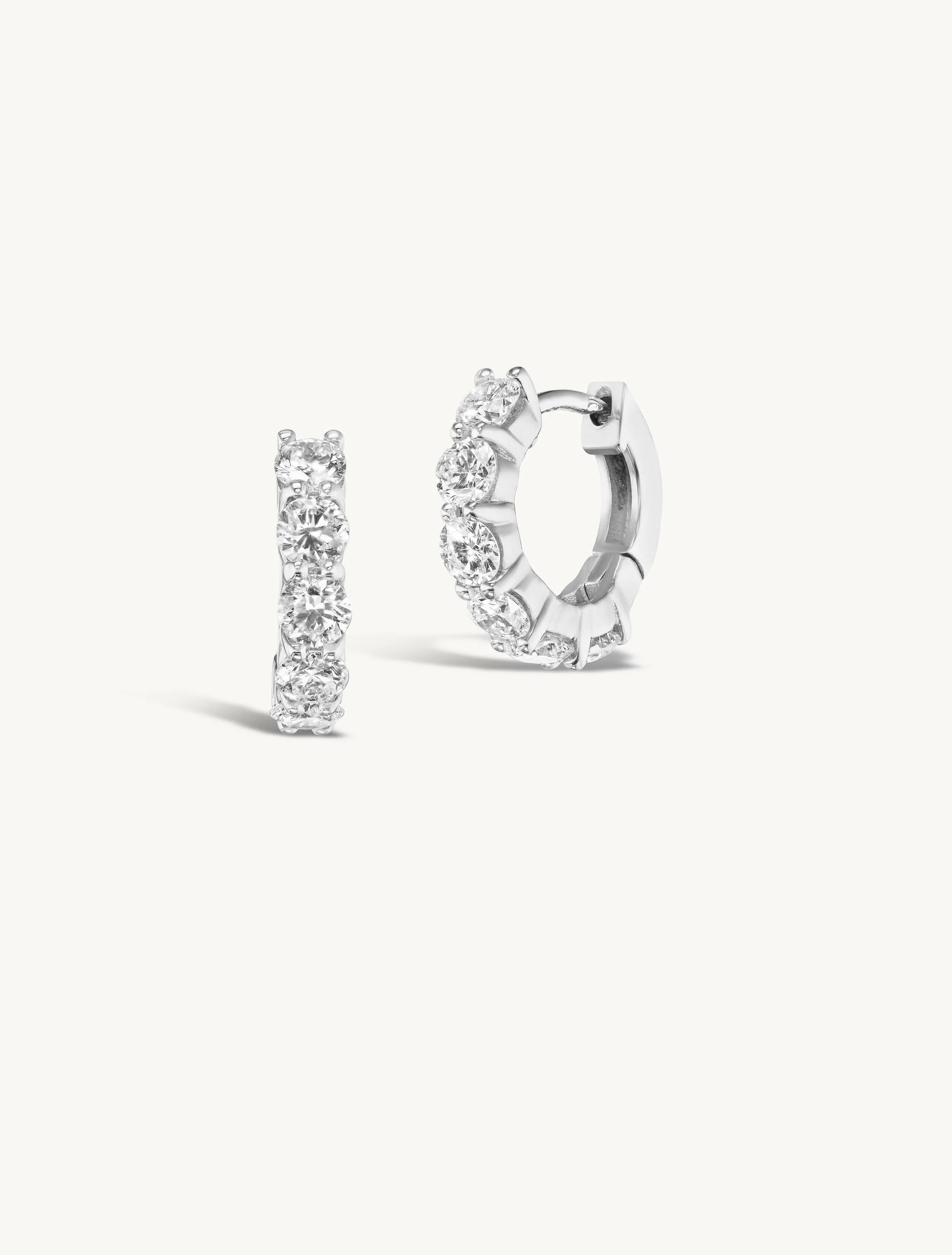 Double Prong Medium Diamond Hoops sold by Sophie Ratner product image thumbnail 4
