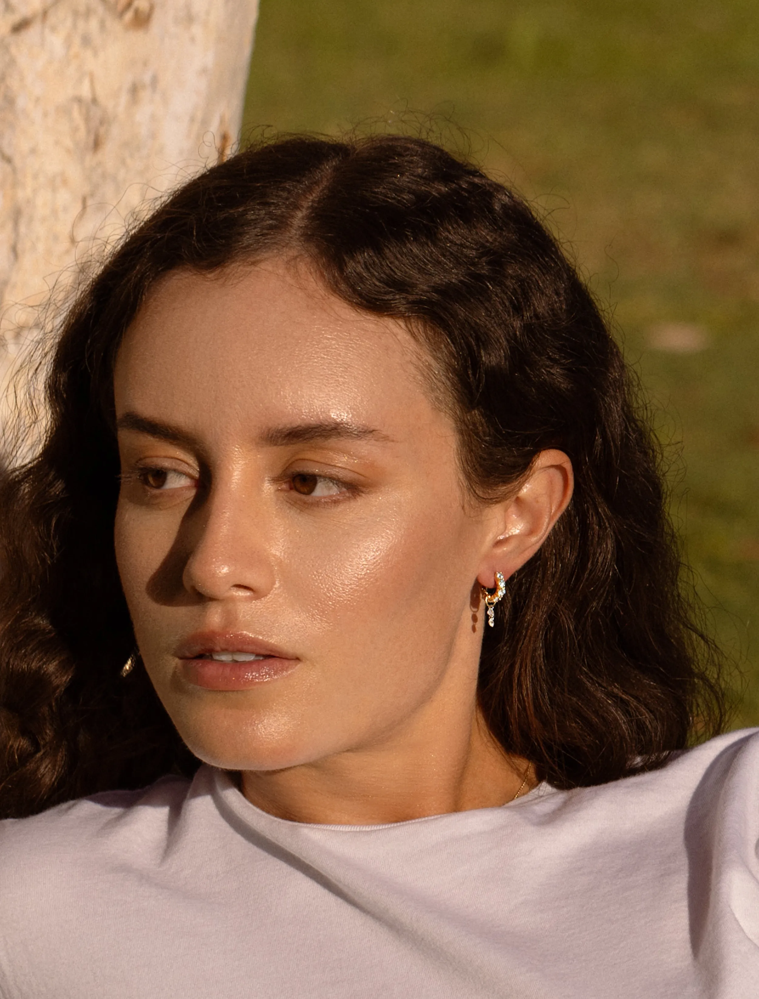 Double Prong Medium Diamond Hoops sold by Sophie Ratner product image thumbnail 5