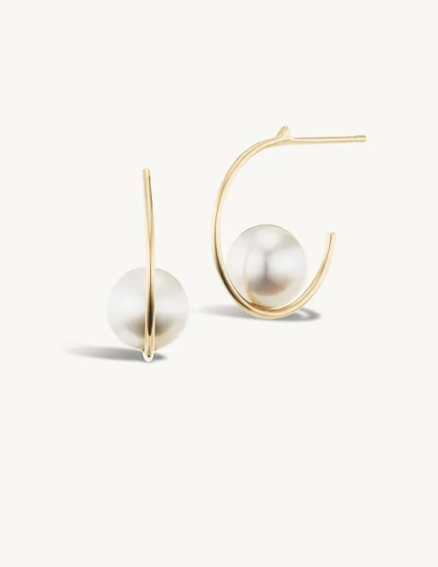 SRJ x KJH  Suspended Pearl Hoops - In Stock sold by Sophie Ratner
