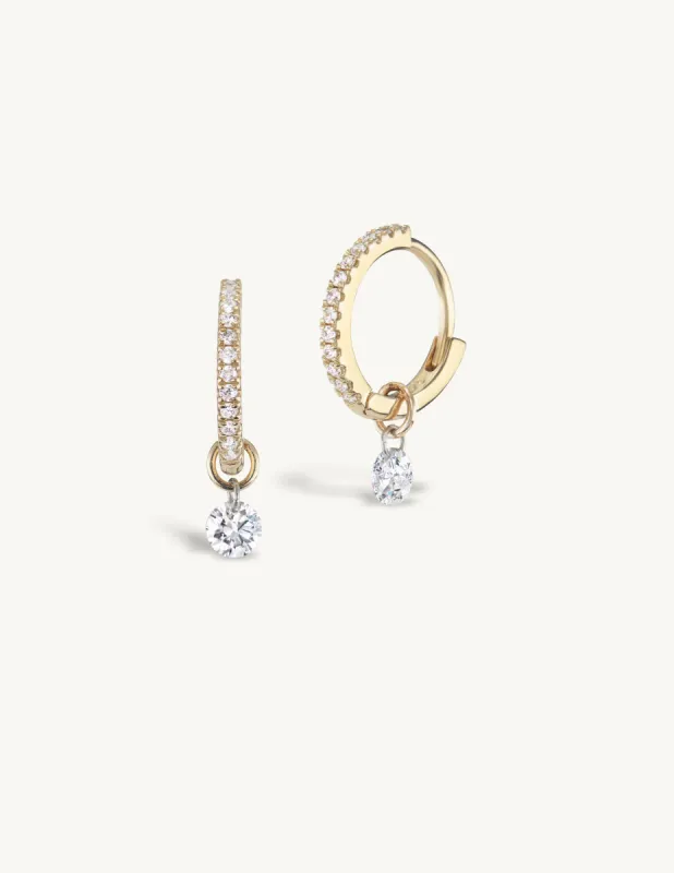 Single Pierced Diamond Pave Huggies - In Stock sold by Sophie Ratner