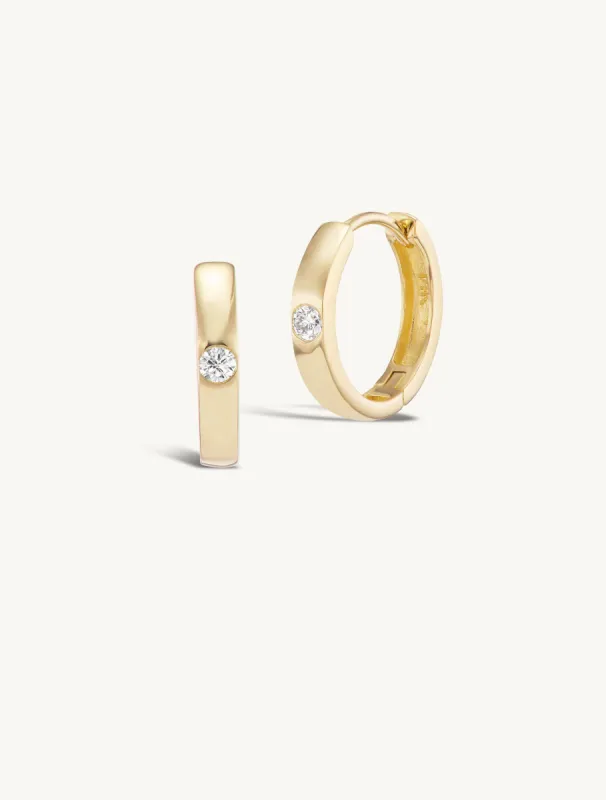 Wide Hoop with Diamond - In Stock sold by Sophie Ratner