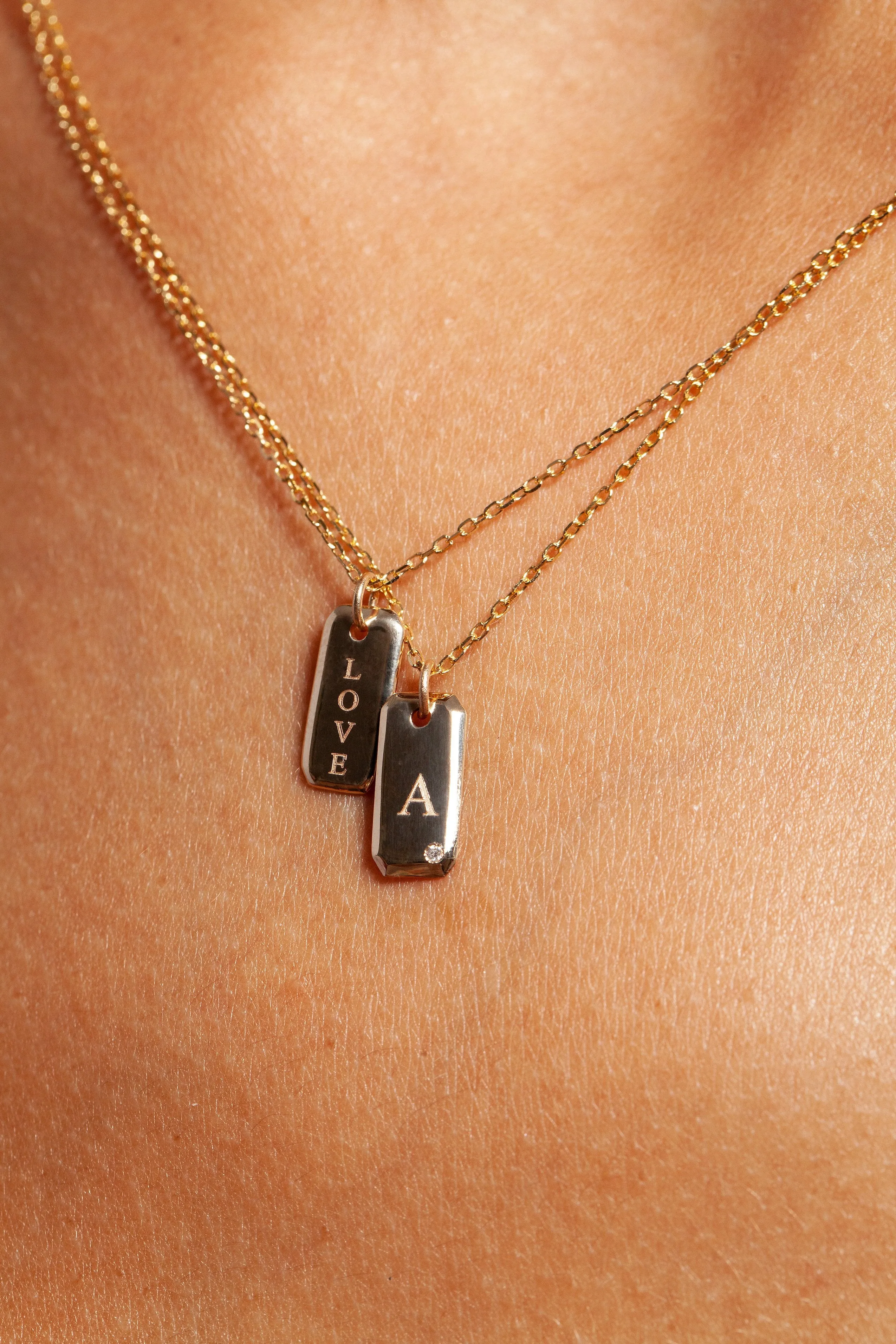 Engraved Initial Tag Necklace - In Stock sold by Sophie Ratner product image thumbnail 2