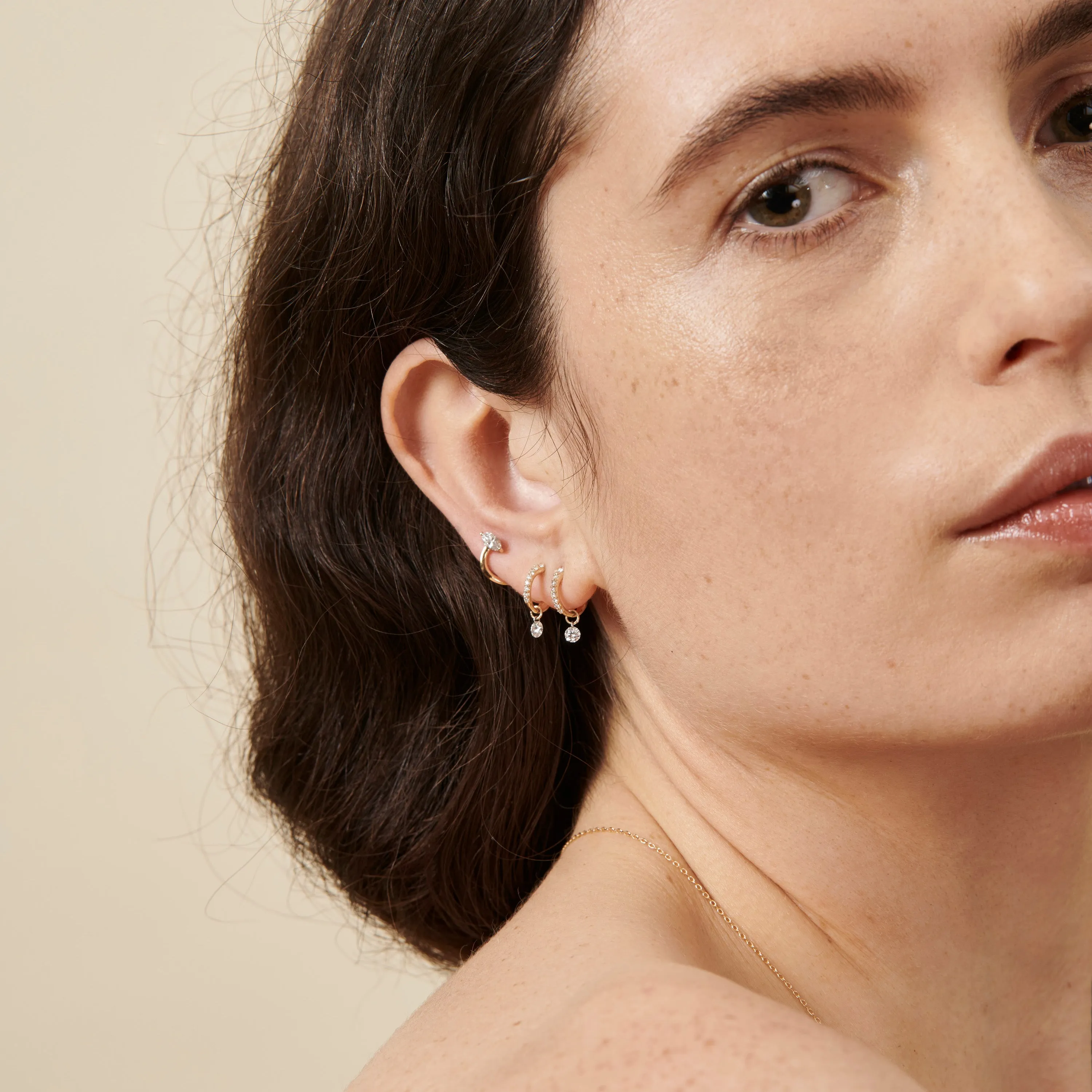 Pave Pierced Diamond Huggie - In Stock sold by Sophie Ratner product image thumbnail 2