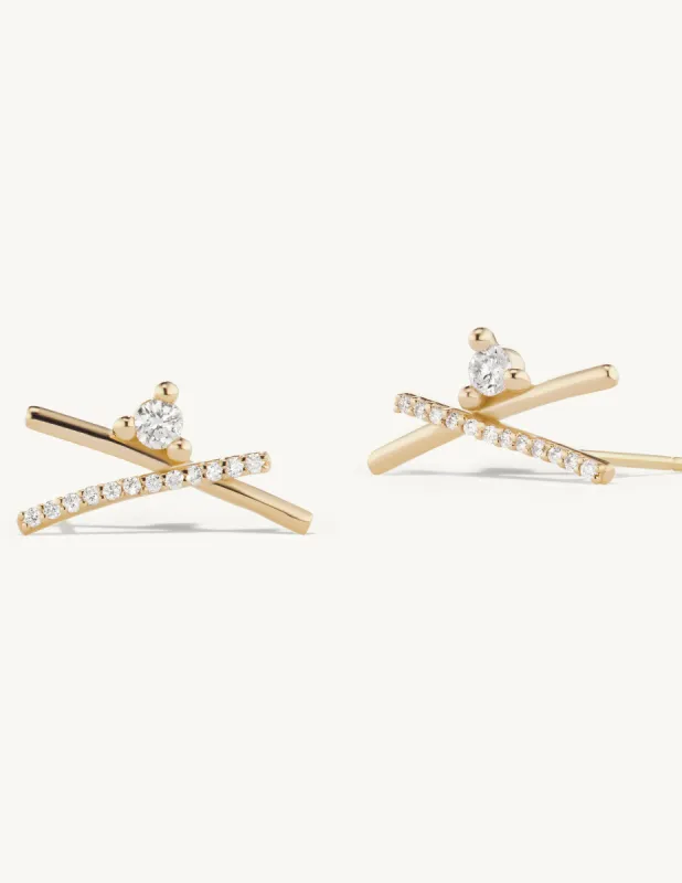 Pave Crossroads Earrings - In Stock sold by Sophie Ratner