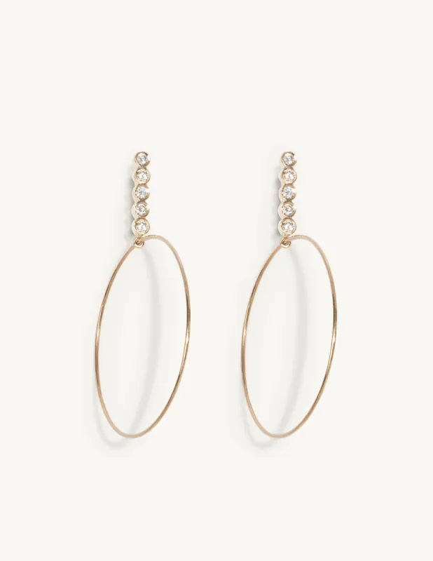 Large Five Diamond Drop Hoops - In Stock sold by Sophie Ratner