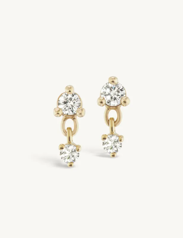 Diamond Twin Dangle Studs - In Stock sold by Sophie Ratner