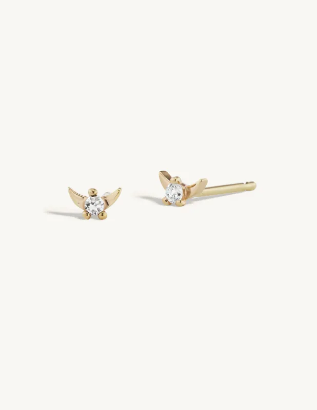Diamond Crescent Moon Studs - In Stock sold by Sophie Ratner