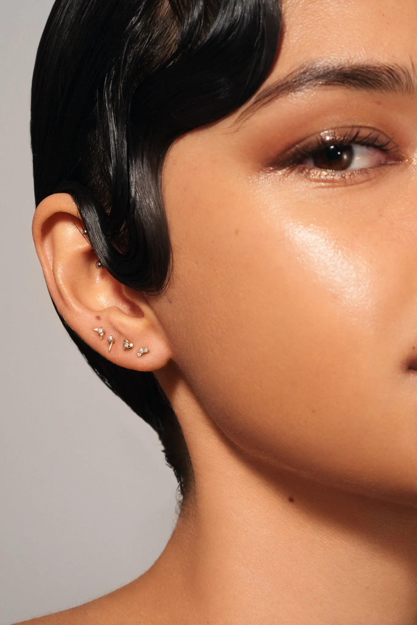 Diamond Crescent Moon Studs - In Stock sold by Sophie Ratner product image thumbnail 2