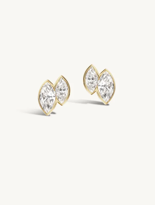 Duet Marquise Stud - In Stock sold by Sophie Ratner