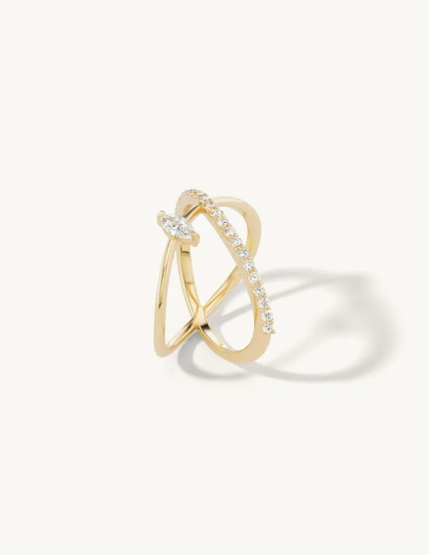 Pave Diamond Passing Band Yellow Gold Size 7  - In Stock sold by Sophie Ratner