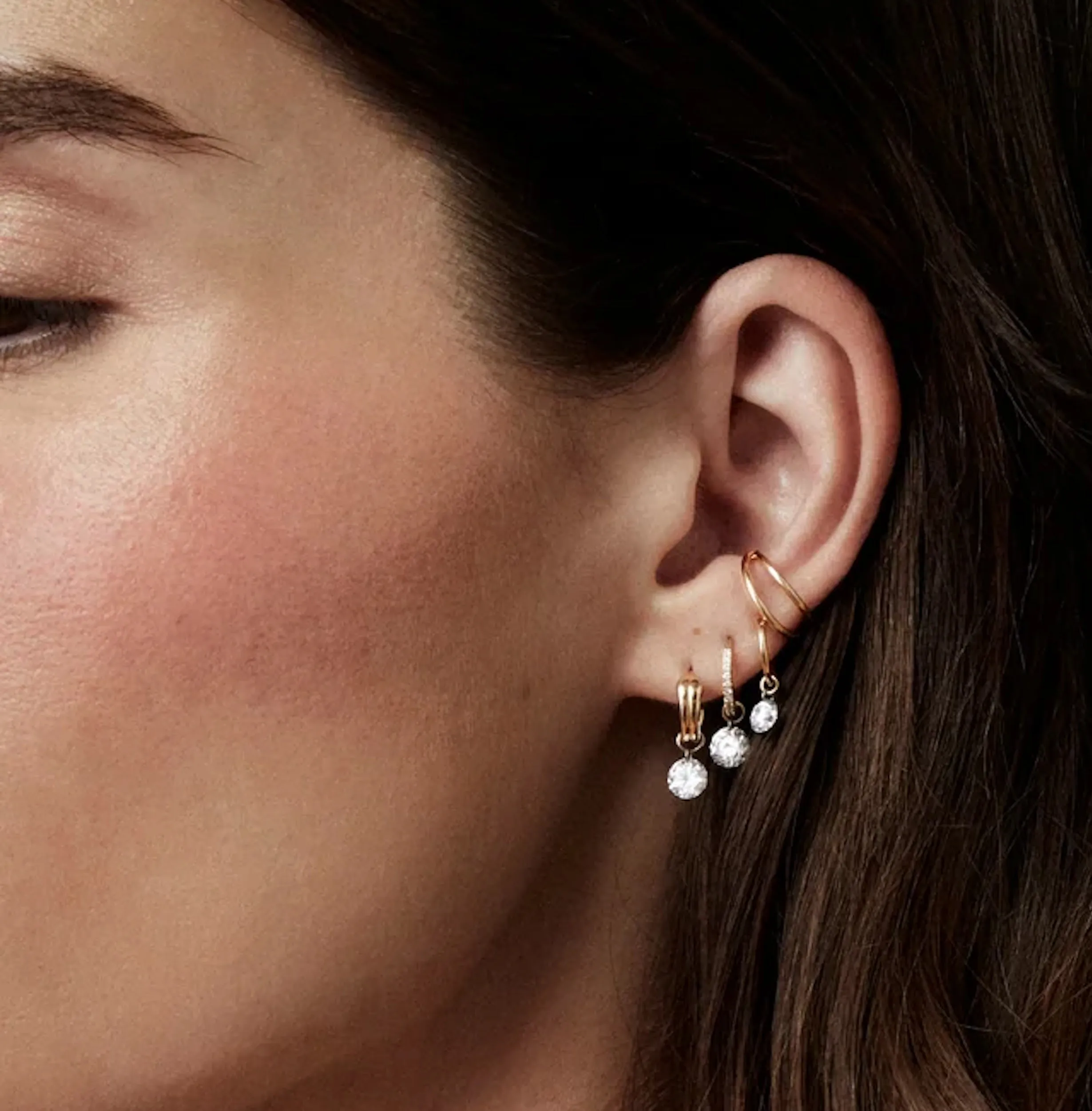 Large Round Pierced Diamond Charm for Huggies - In Stock sold by Sophie Ratner product image thumbnail 2