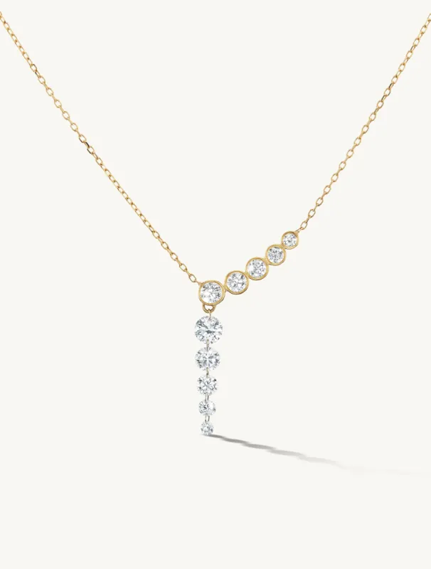 Five Diamond Line with Quintuple Pierced Diamond Necklace - In Stock sold by Sophie Ratner