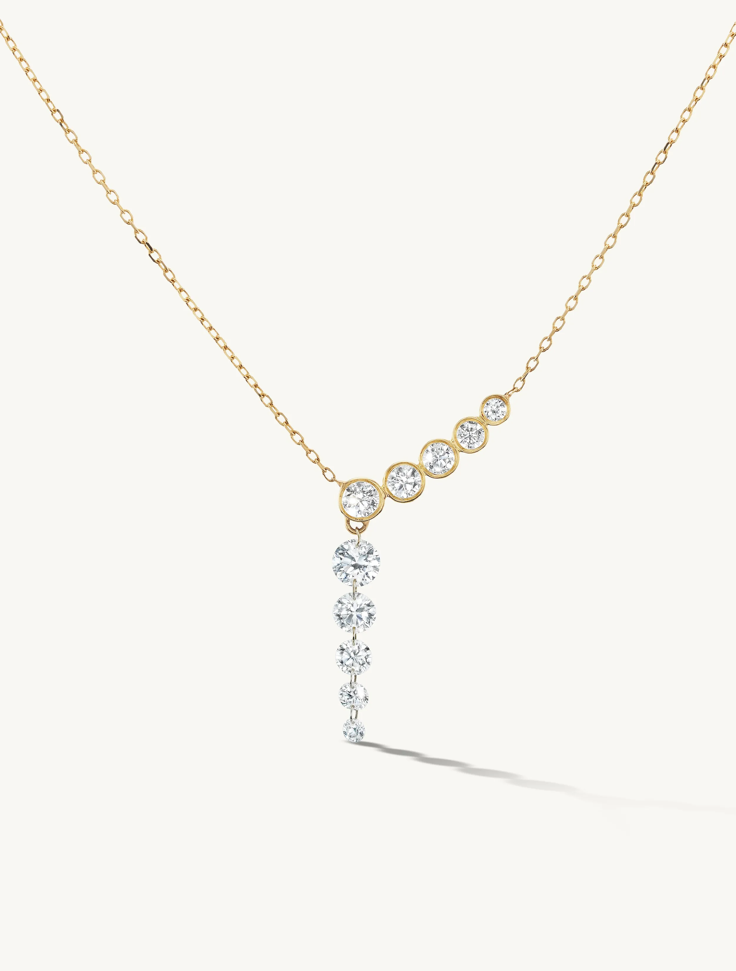 Five Diamond Line with Quintuple Pierced Diamond Necklace - In Stock sold by Sophie Ratner