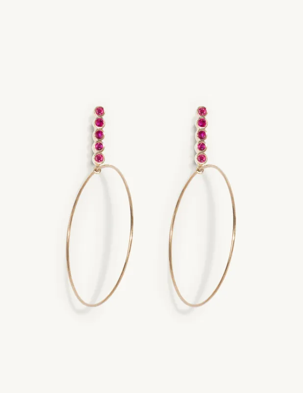 Large Five Ruby Drop Hoops sold by Sophie Ratner