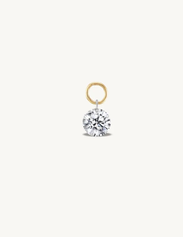 Small Round Pierced Diamond Charm for Huggies - In Stock sold by Sophie Ratner